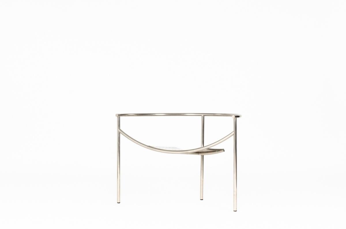 Fauteuil conçu par Philippe Starck pour XO dans les années 80
XO en relief sur le métal (seepicture)
Modele Dr Sonderbar
Tout en acier tubulaire chromé
Pièce iConone