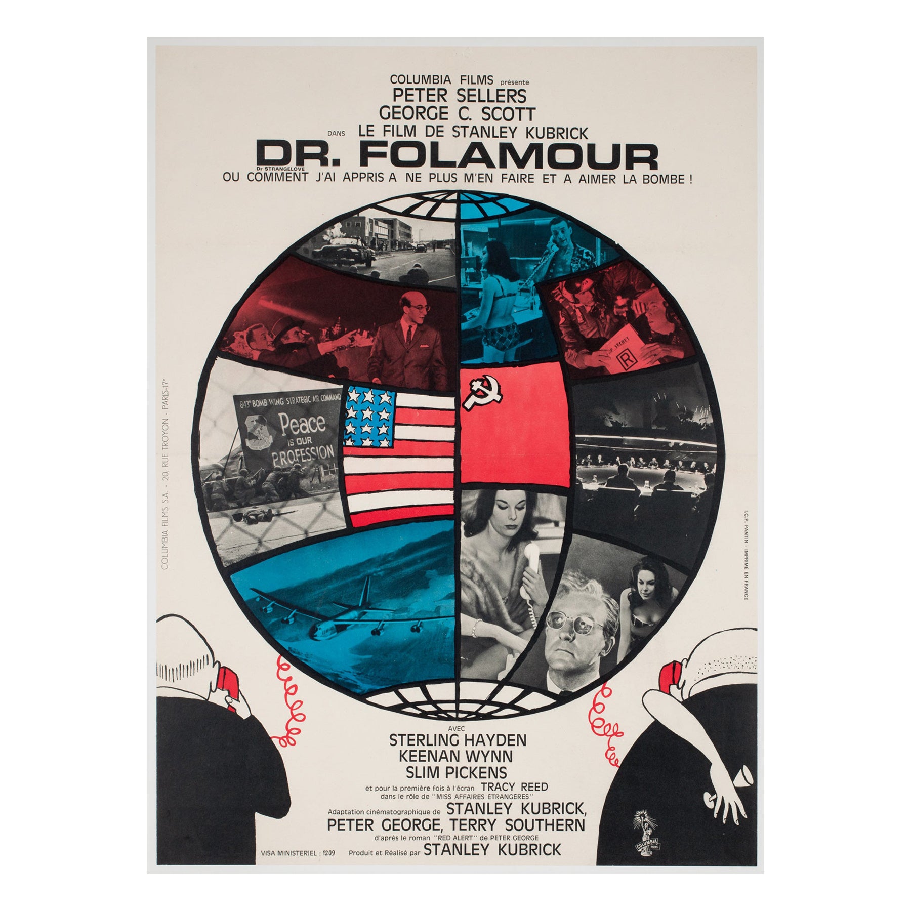 Poster cinematografico del Dottor Stranamore 1964 francese Moyenne in vendita