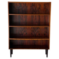 DR Viby J Rosewood Open Bookcase with Tapered Black Legs Danish Vintage 1970s