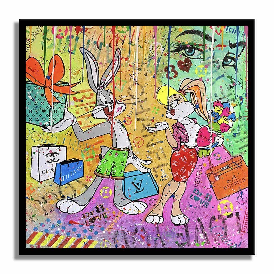 Bunny Surprise 2U, Painting, Acrylic on Canvas For Sale 1