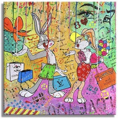 Bunny Surprise 2U, Painting, Acrylic on Canvas