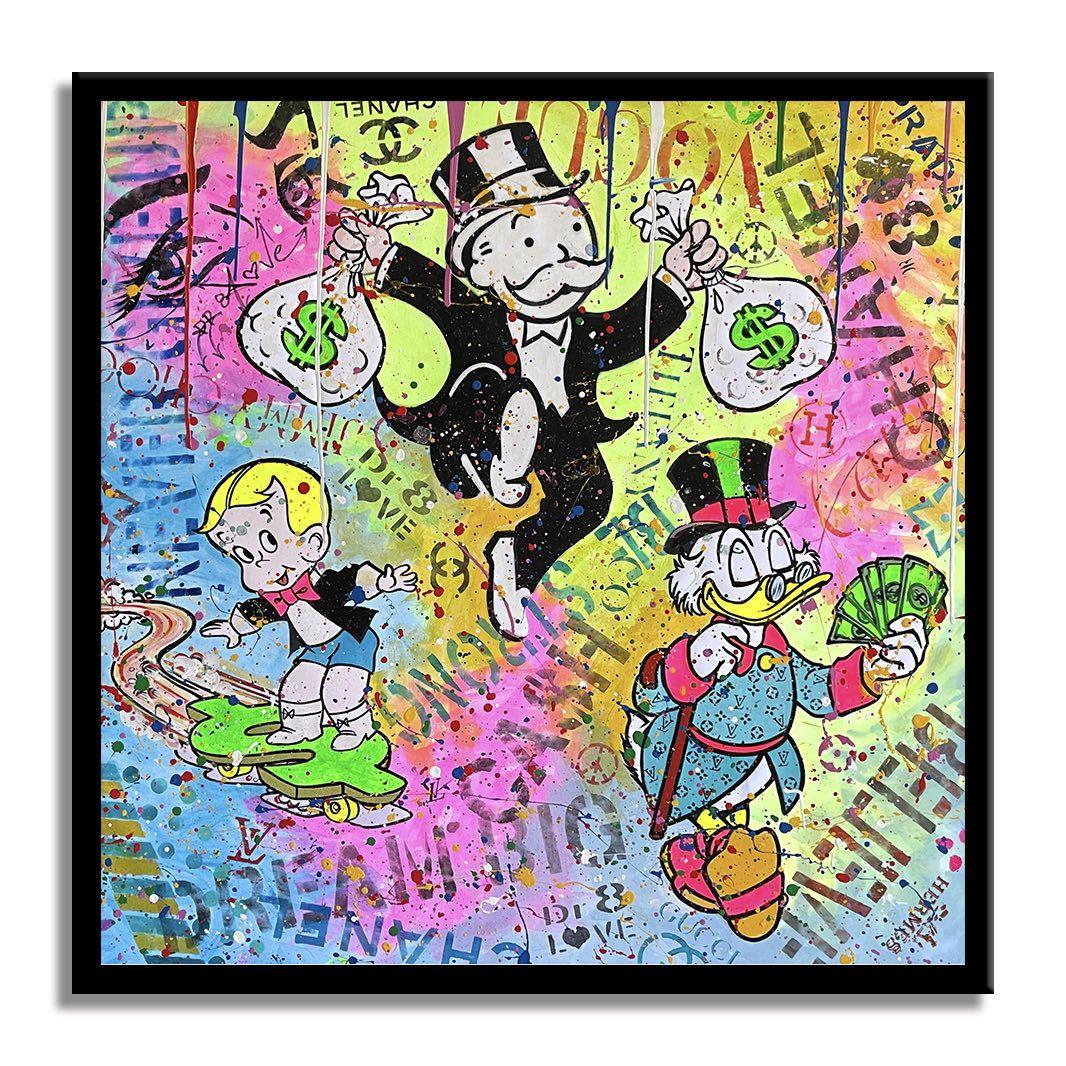 Happy and Rich, Gemälde, Acryl auf Leinwand im Angebot 1