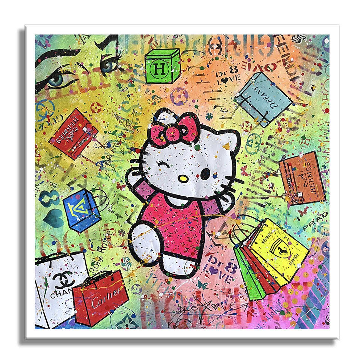 Hello Kitty-Cartier, Painting, Acrylic on Canvas For Sale 3