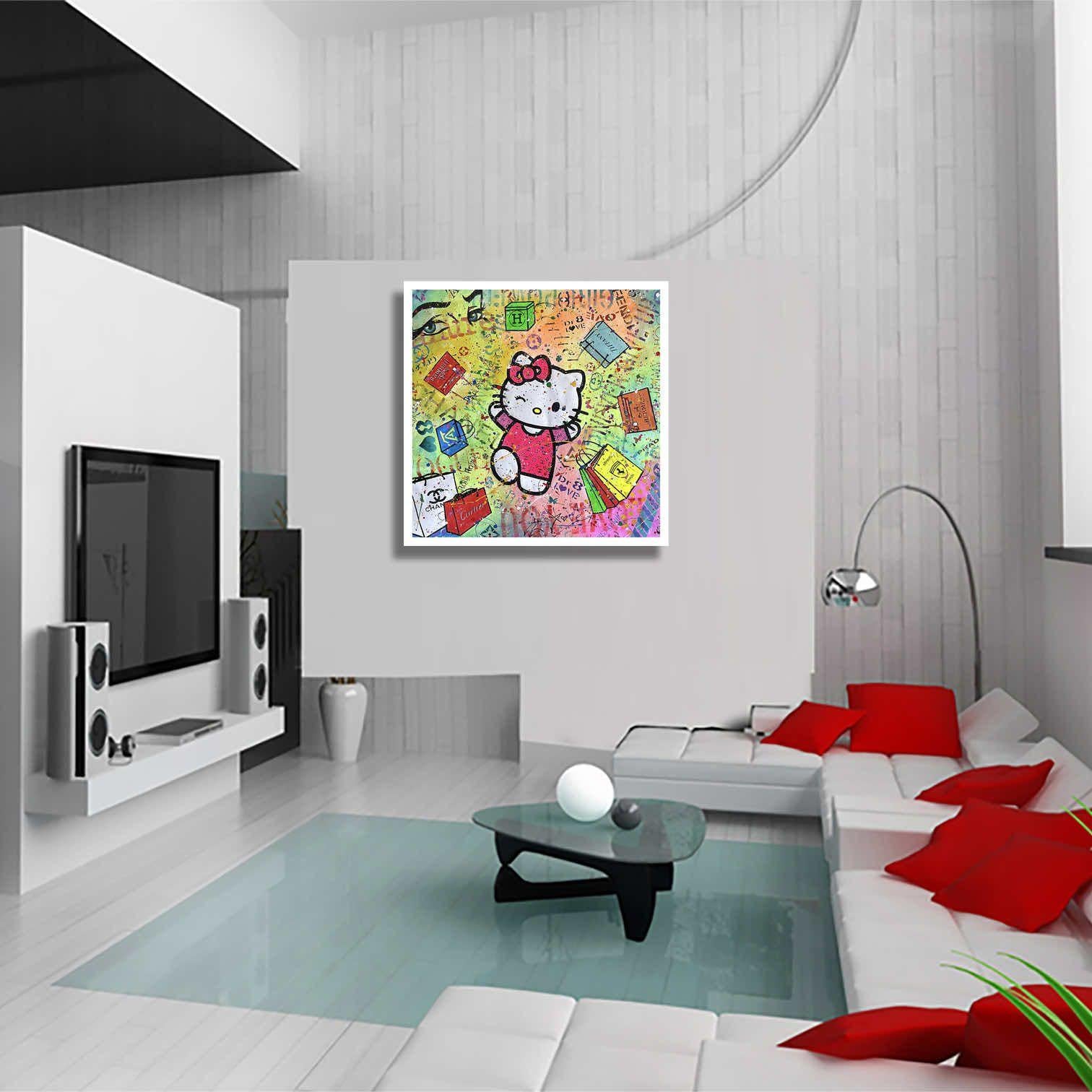 Hello Kitty-Cartier, Painting, Acrylic on Canvas For Sale 4