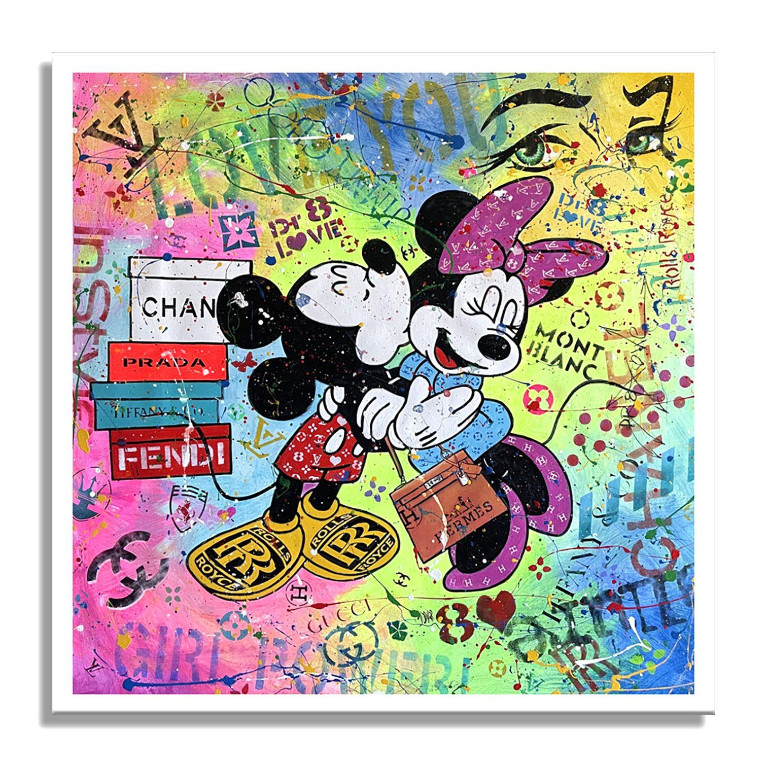 Técnica: Técnica mixta, pintado a mano con óleo y acrílicos, acabado con pintura en spray, plantillas sobre lienzo    Tamaño: 39 x 39 pulg.    Movimiento y Estilo: Arte Pop, Arte Urbano, Arte Contemporáneo    Estado: Excelente. Casa de la Moneda.   