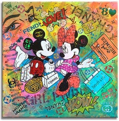 Mickey Minnie Rolls Royce, Painting, Acrylic on Canvas