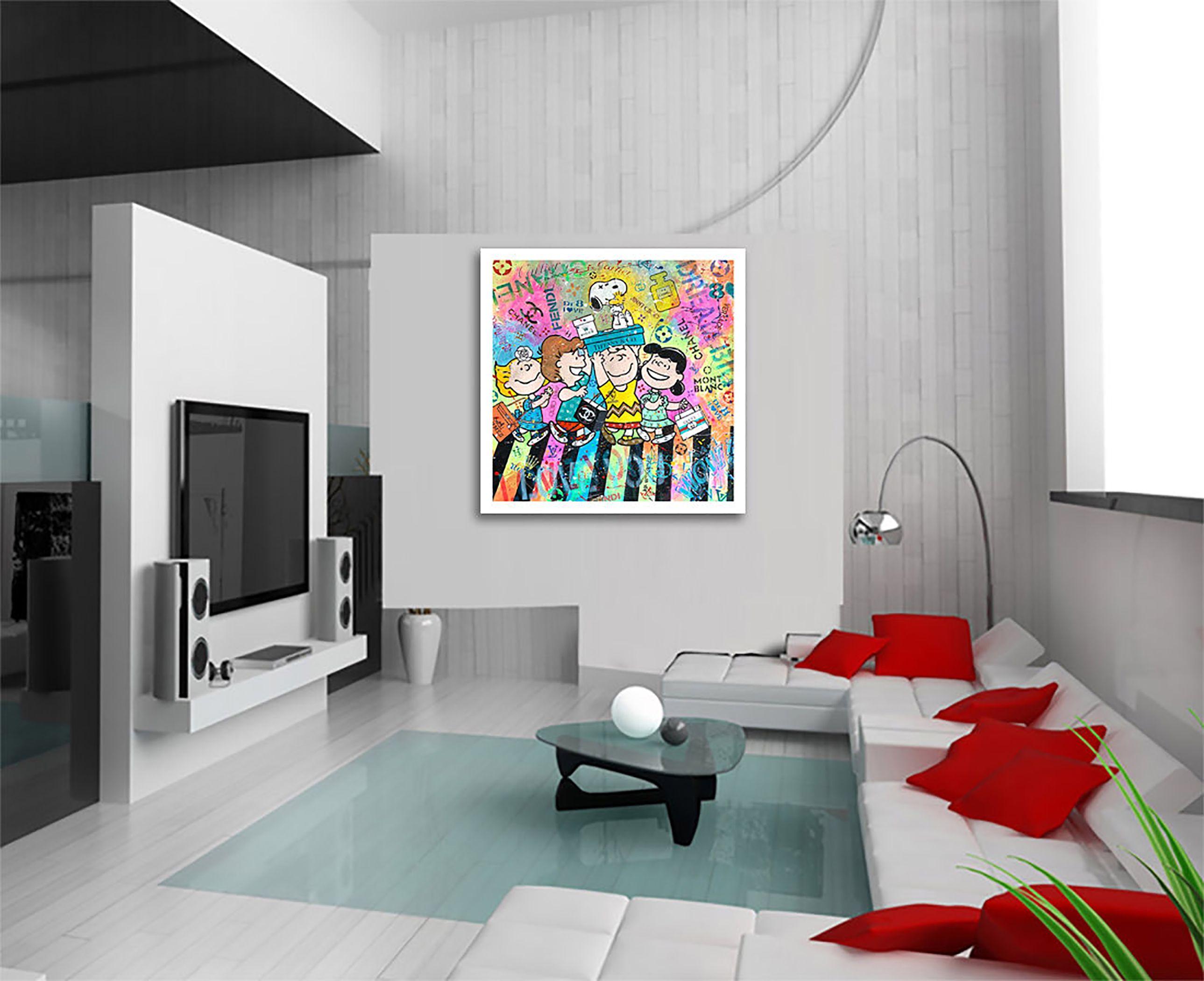 Snoopy Abbey Road, Gemälde, Acryl auf Leinwand im Angebot 2