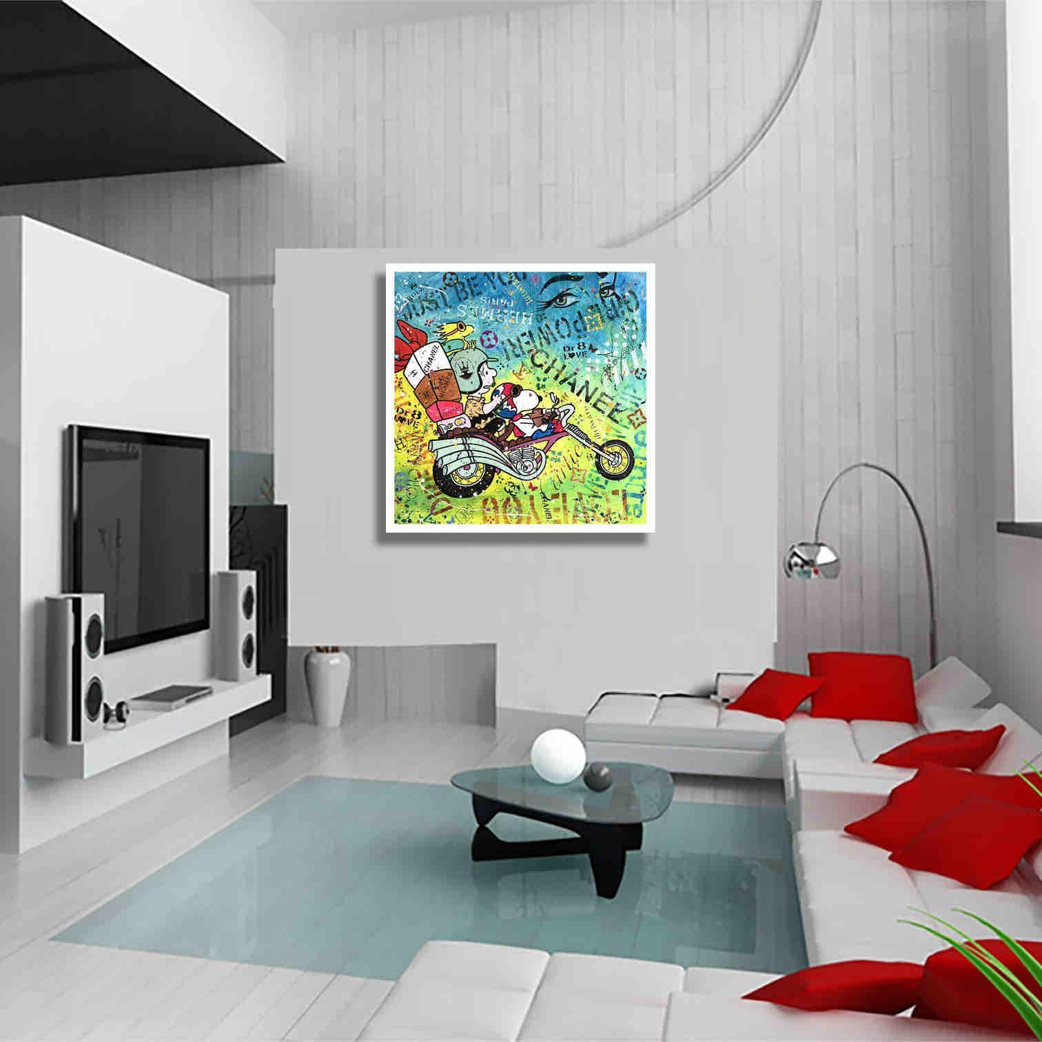 Snoopy Paris, Painting, Acrylic on Canvas For Sale 1