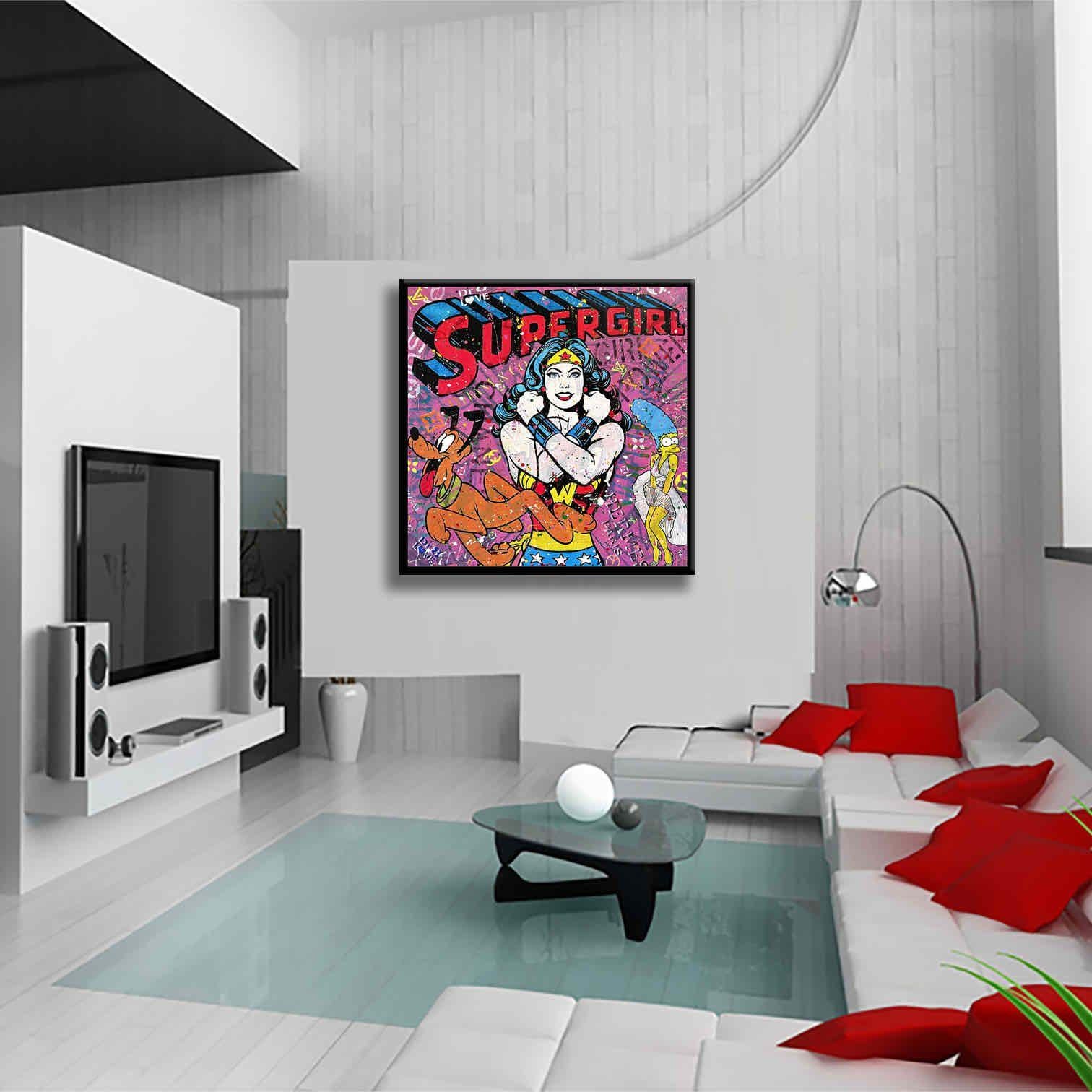 Supergirl, Gemälde, Acryl auf Leinwand (Pop-Art), Painting, von DR8 LOVE