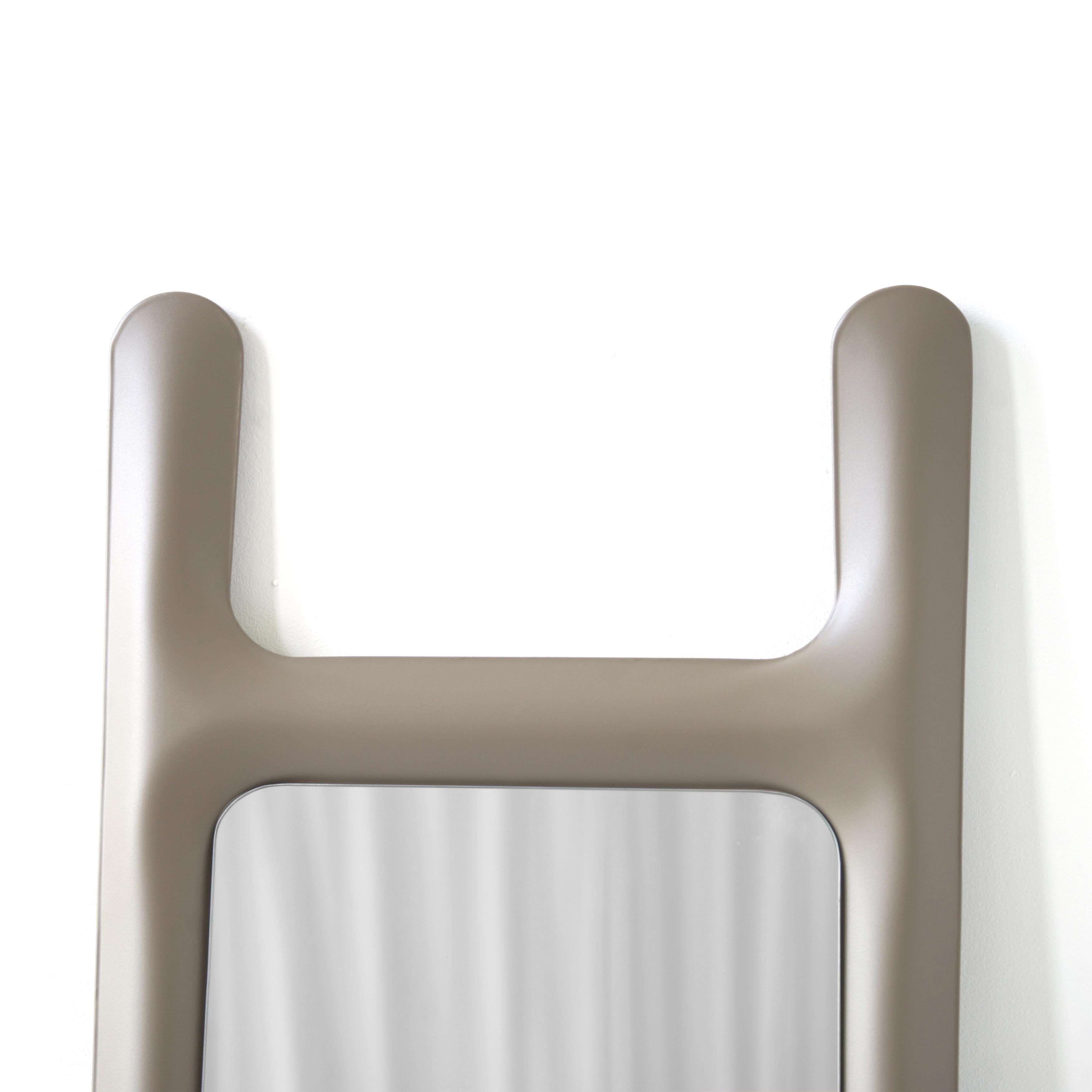 Drab Mirror by Zieta, Carbon Steel Beige Matt For Sale 3