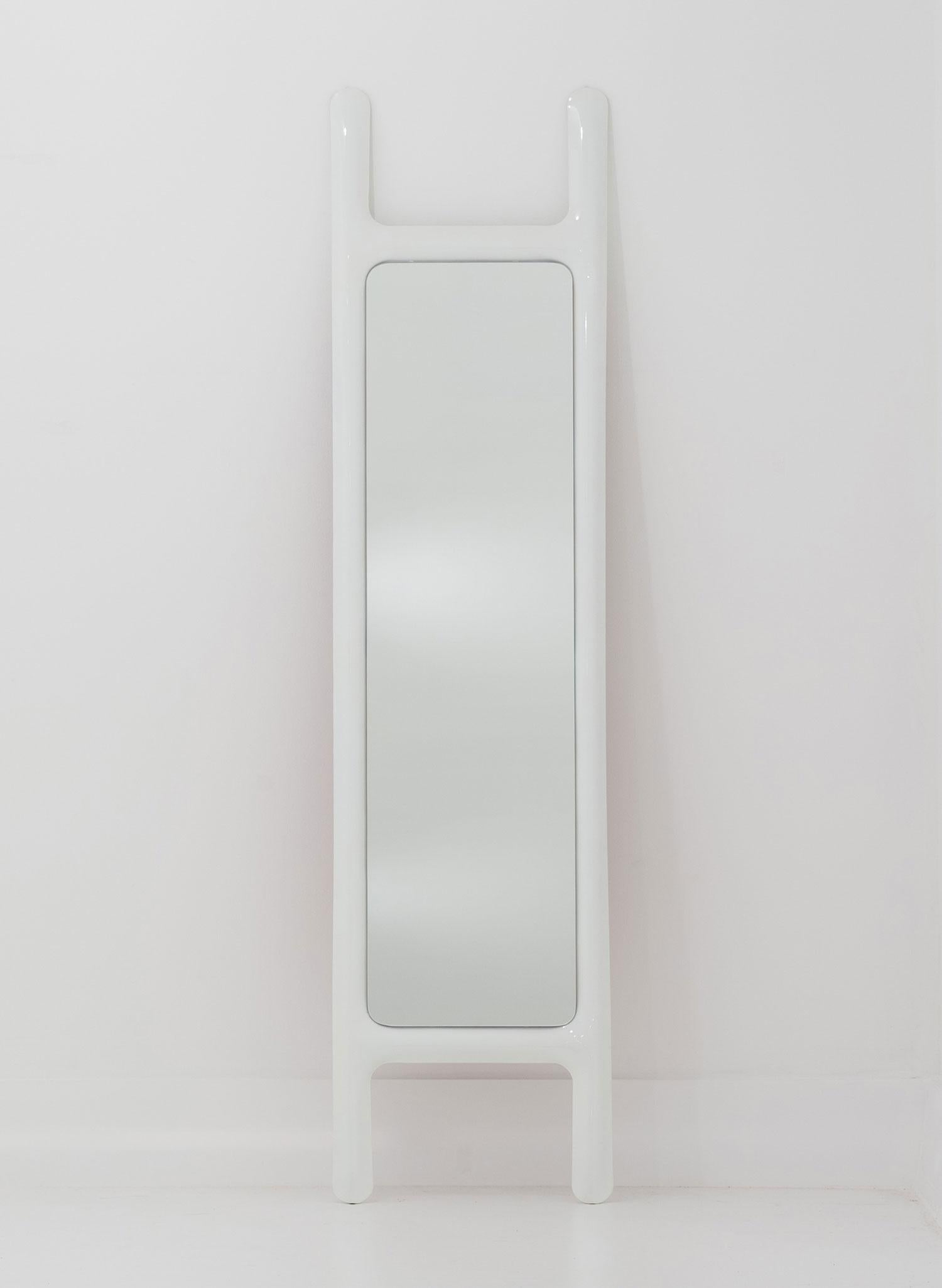 Minimalist Drab Mirror by Zieta, Carbon Steel Beige Matt For Sale