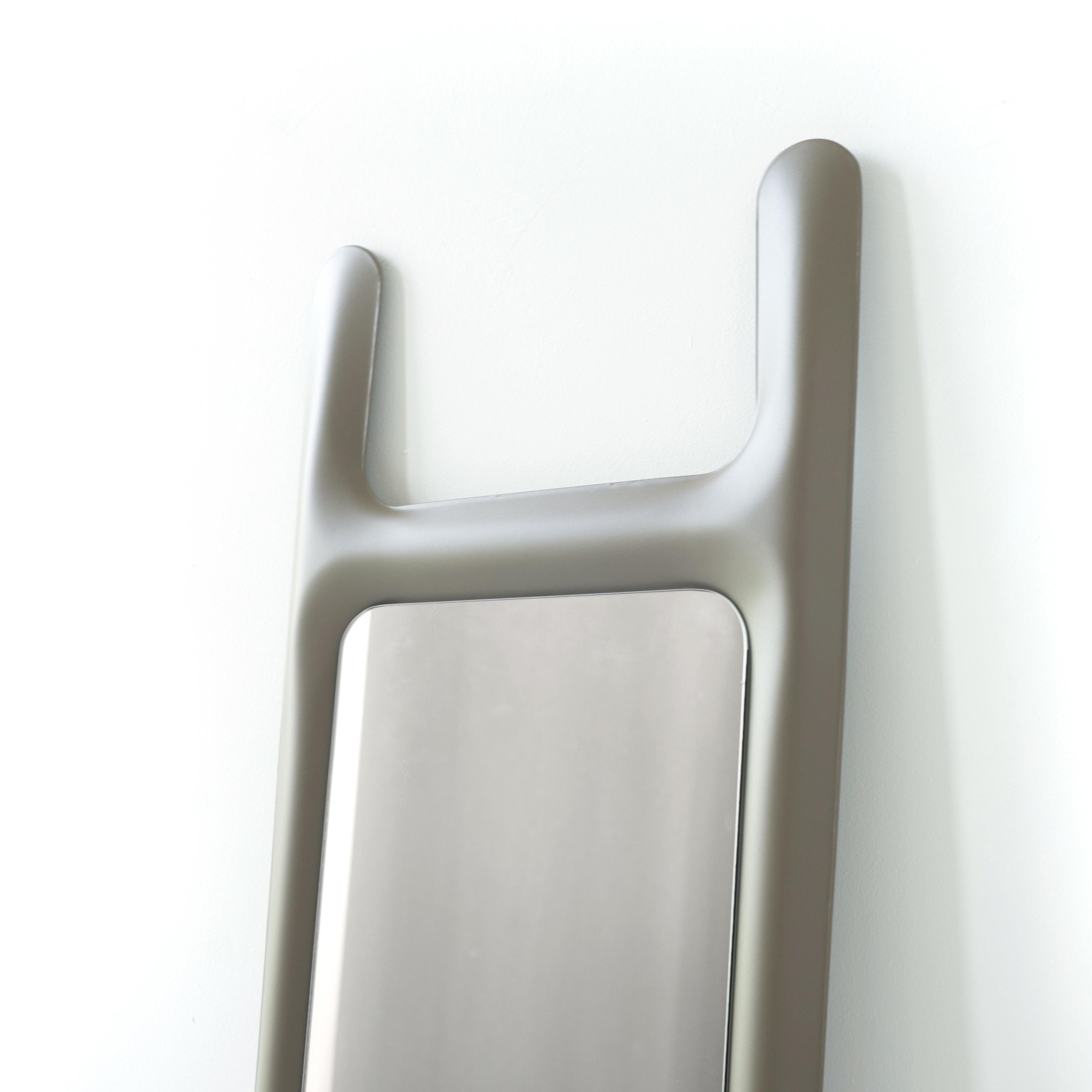 Drab Mirror by Zieta, Carbon Steel Beige Matt For Sale 2