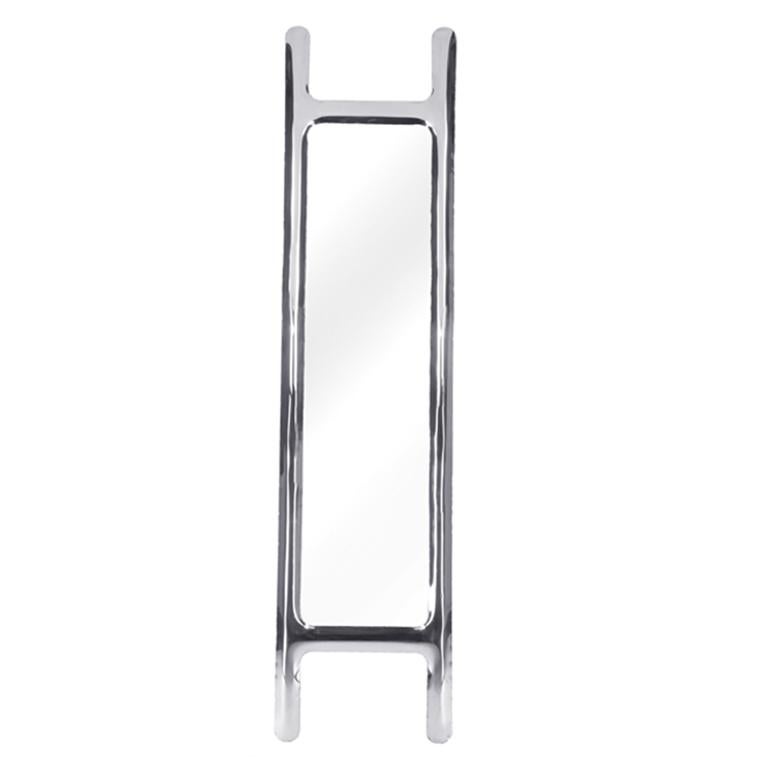 Contemporary Drab Mirror by Zieta Prozessdesign, Grey Steel For Sale