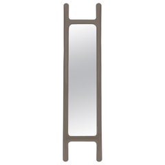 Drab Mirror Polished Beige Grey Color Stainless Steel Floor Mirror by Zieta