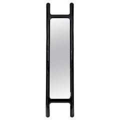 Drab Mirror Black Glossy Color Carbon Steel Floor Mirror by Zieta