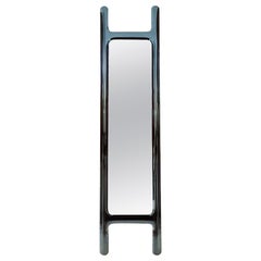 Drab Mirror Polished Cosmic Blue Color Stainless Steel Floor Mirror by Zieta