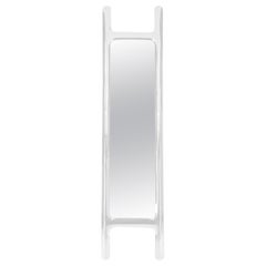 Drab Mirror Polished White Glossy Color Stainless Steel Floor Mirror by Zieta