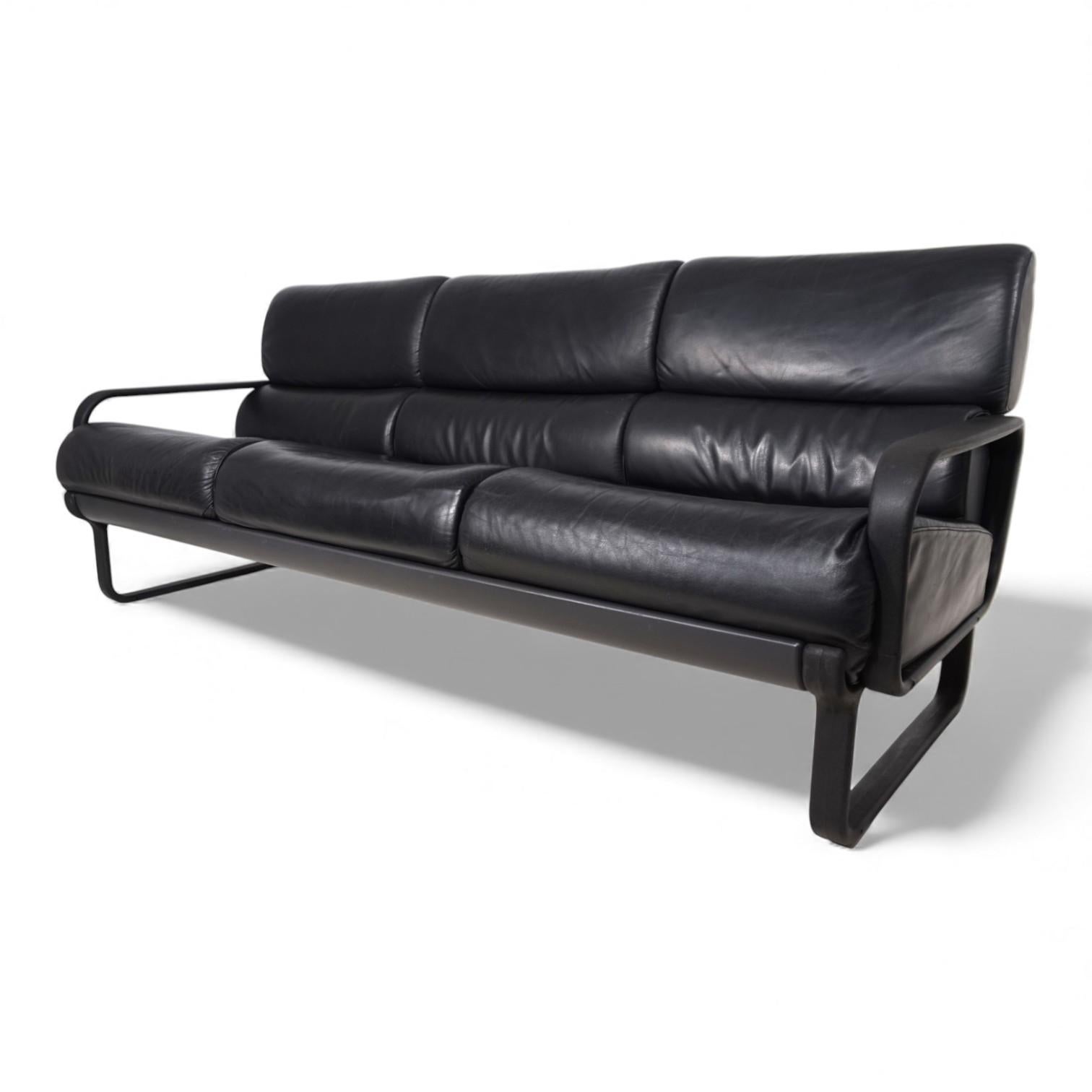 Drabert Lobbytop 3-seater leather sofa by Otto Zapf, 1970 For Sale 1