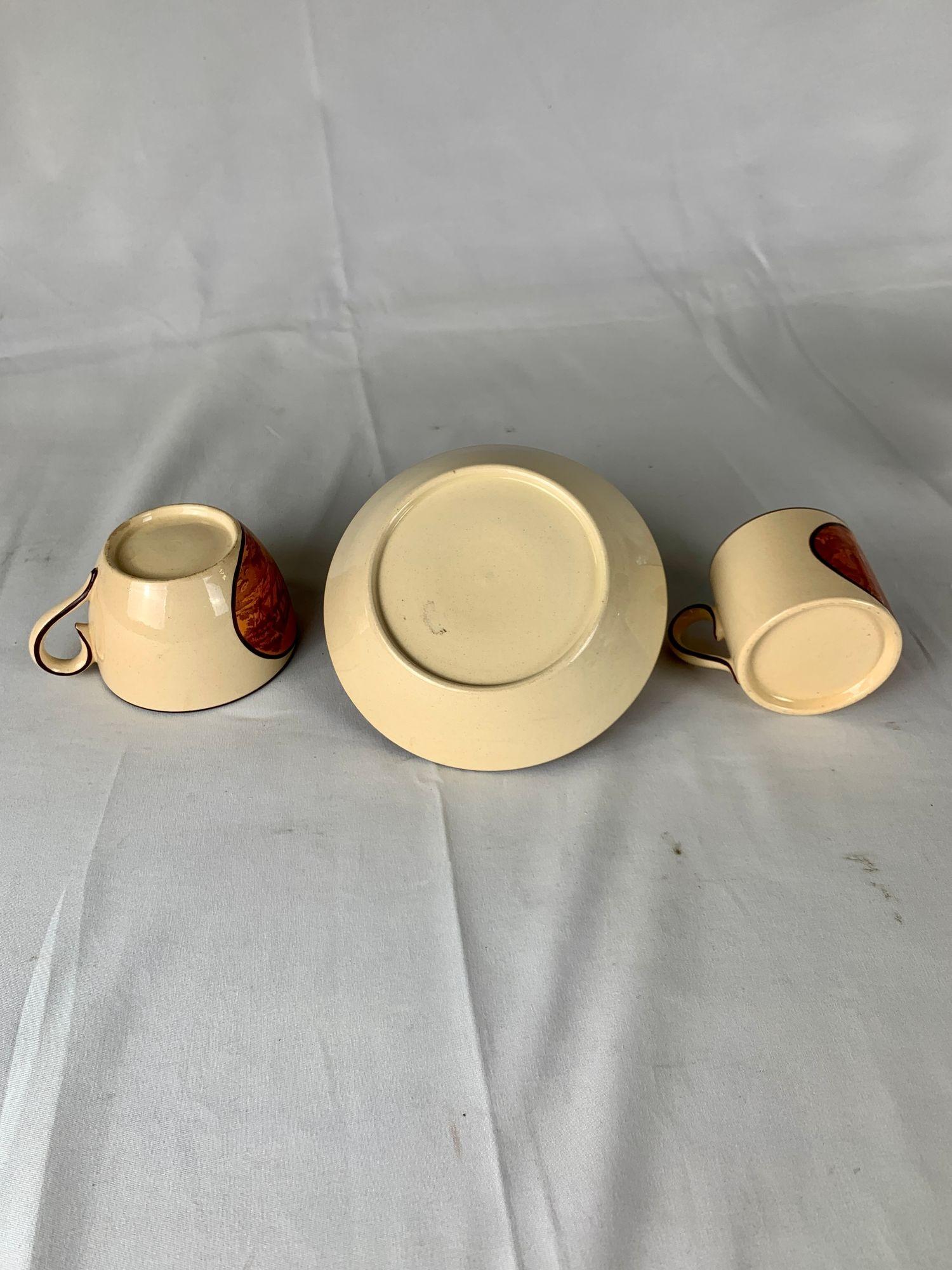 XIX secolo Trio Drabware di Don Pottery con paesaggi color seppia, Inghilterra, CIRCA 1810 in vendita