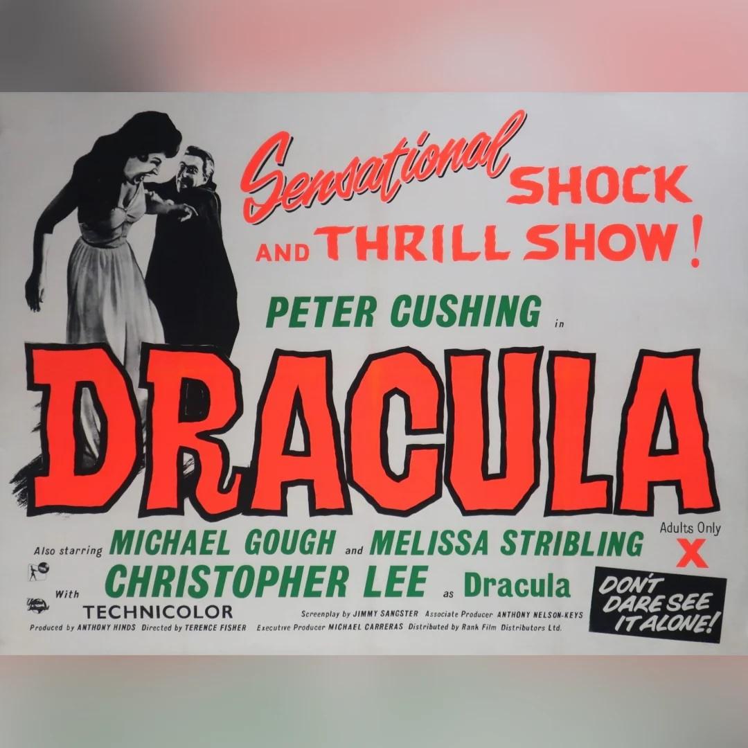 Dracula (1964R)
Original British Quad (30 X 40 Zoll)

Original 1964 Wiederveröffentlichung UK Quad

Es handelt sich um ein seltenes britisches Quad aus dem Jahr 1964 für den Film von 1958, das viele der Designkomponenten und Slogans der Plakate der