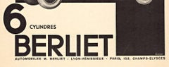 Original 6 Cylindres Berliet automobile black and white vintage poster