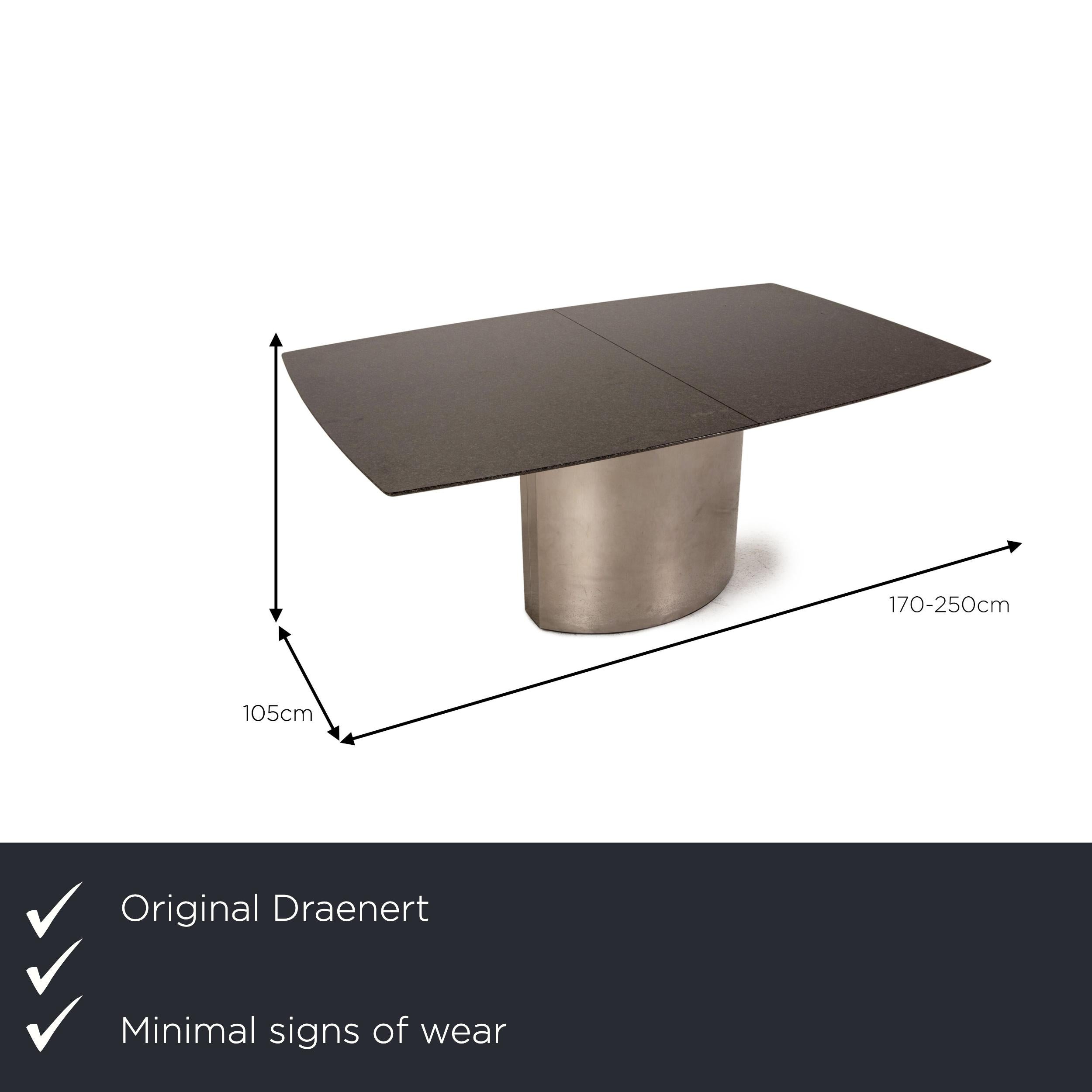 We present to you a Draenert Adler 2 No. 1224 granite metal table anthracite dining table extendable.

Product measurements in centimeters:

depth: 105
width: 170
height: 74.







 