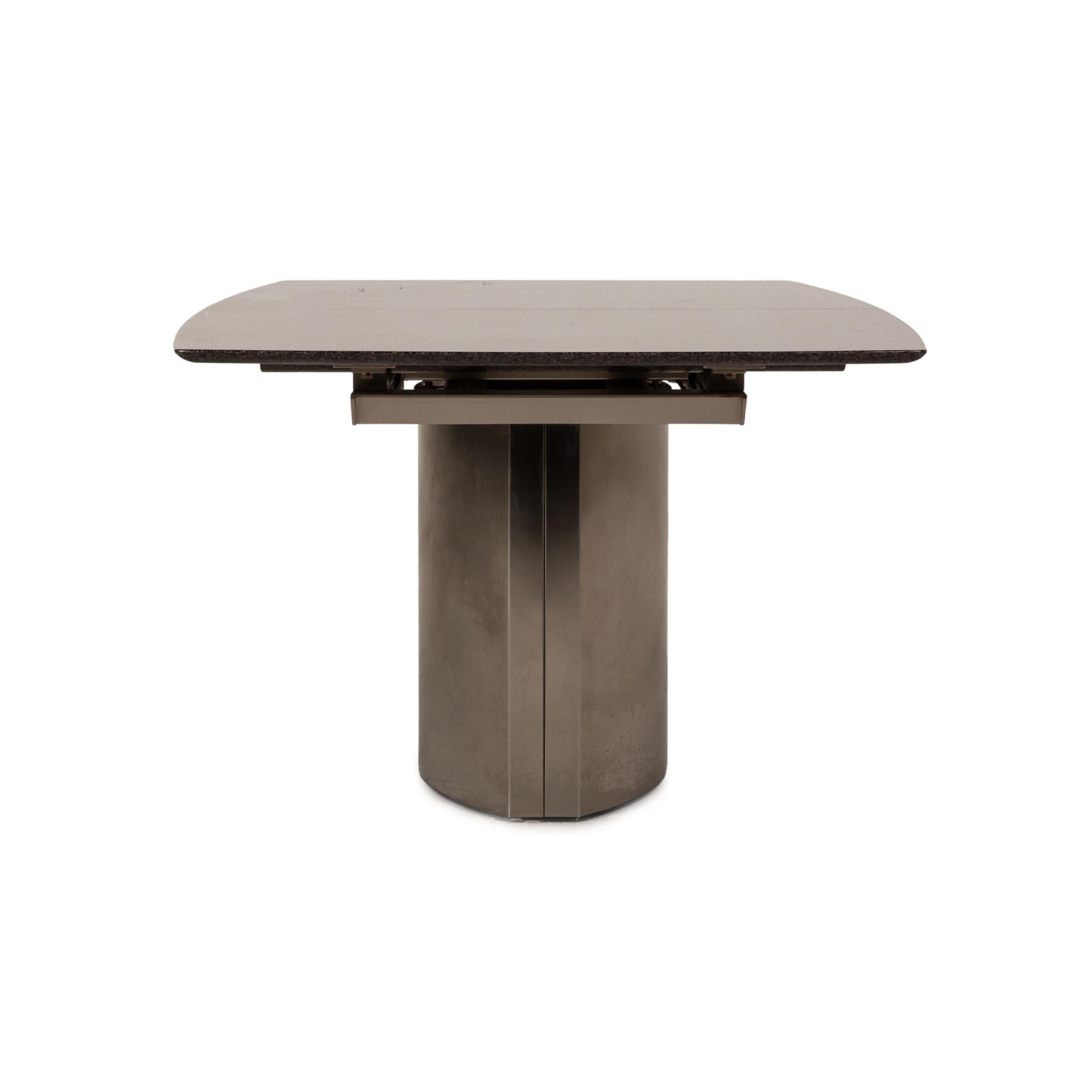 German Draenert Adler 2 No. 1224 Granite Metal Table Anthracite Dining Table Extendable For Sale