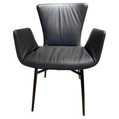 Draenert 'Dexter Armchair' in Dark Grey Leather with Black Metal Legs