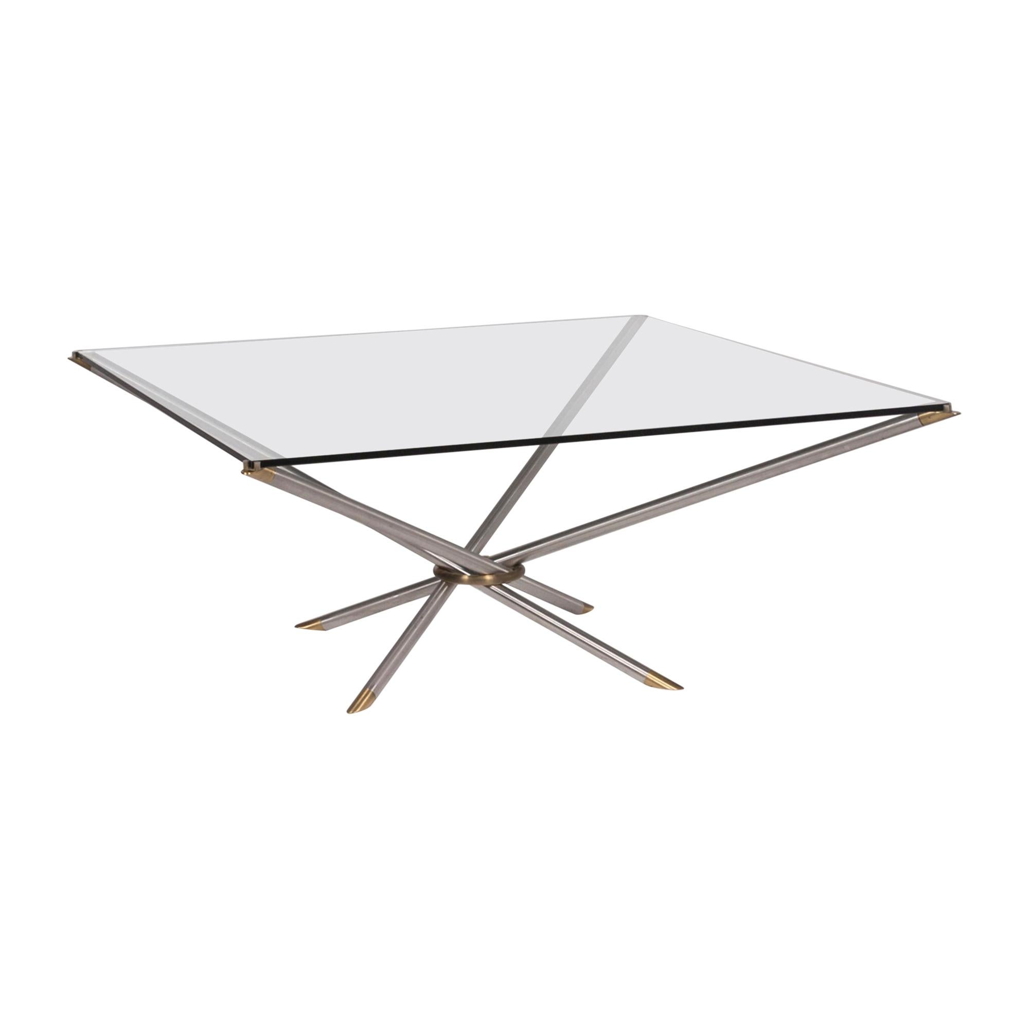 Draenert Glass Coffee Table Aluminum Brass Table Square For Sale