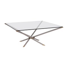 Draenert Glass Coffee Table Aluminum Brass Table Square