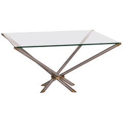 Draenert Glass Coffee Table Metal Brass Table Square