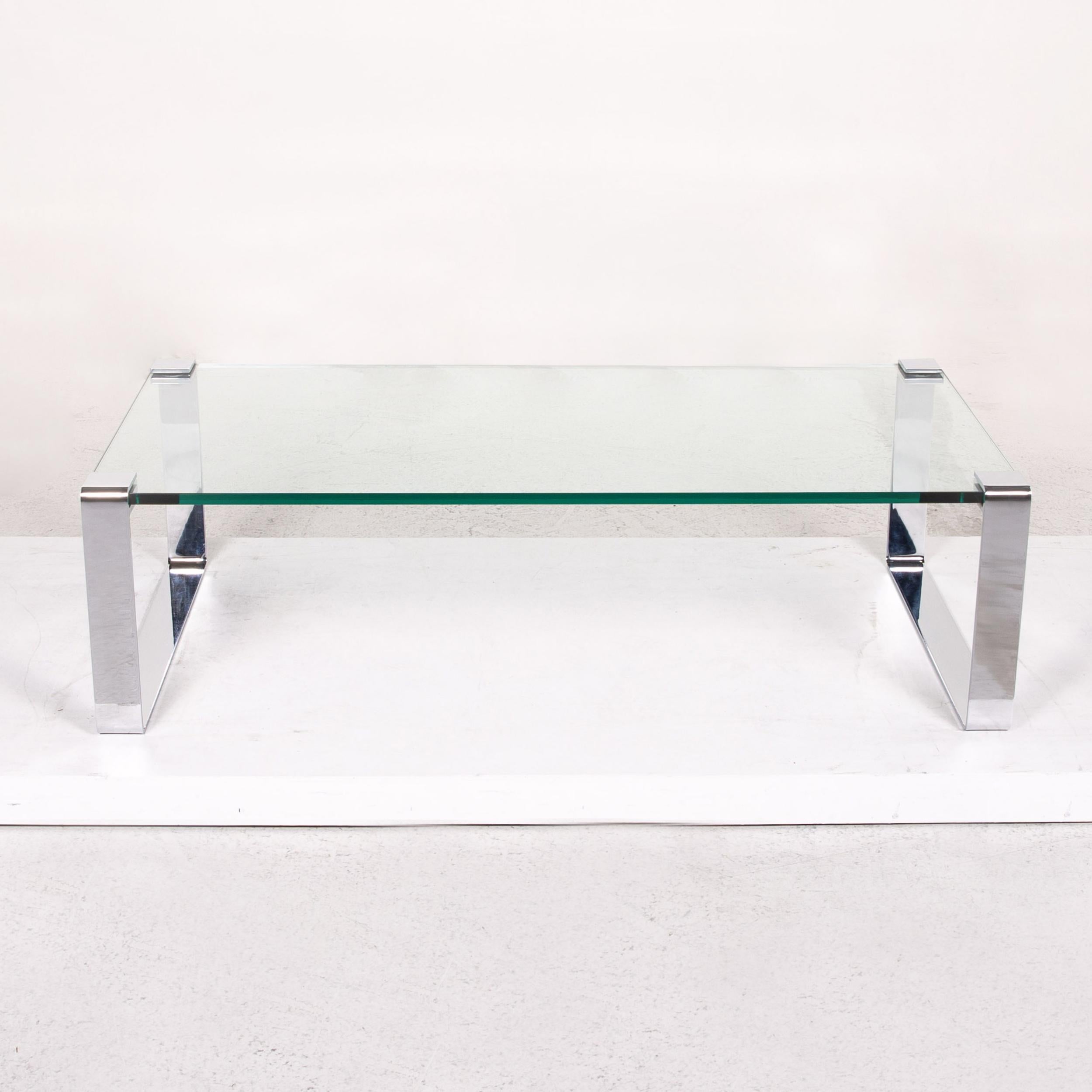Contemporary Draenert Glass Coffee Table Metal Table For Sale