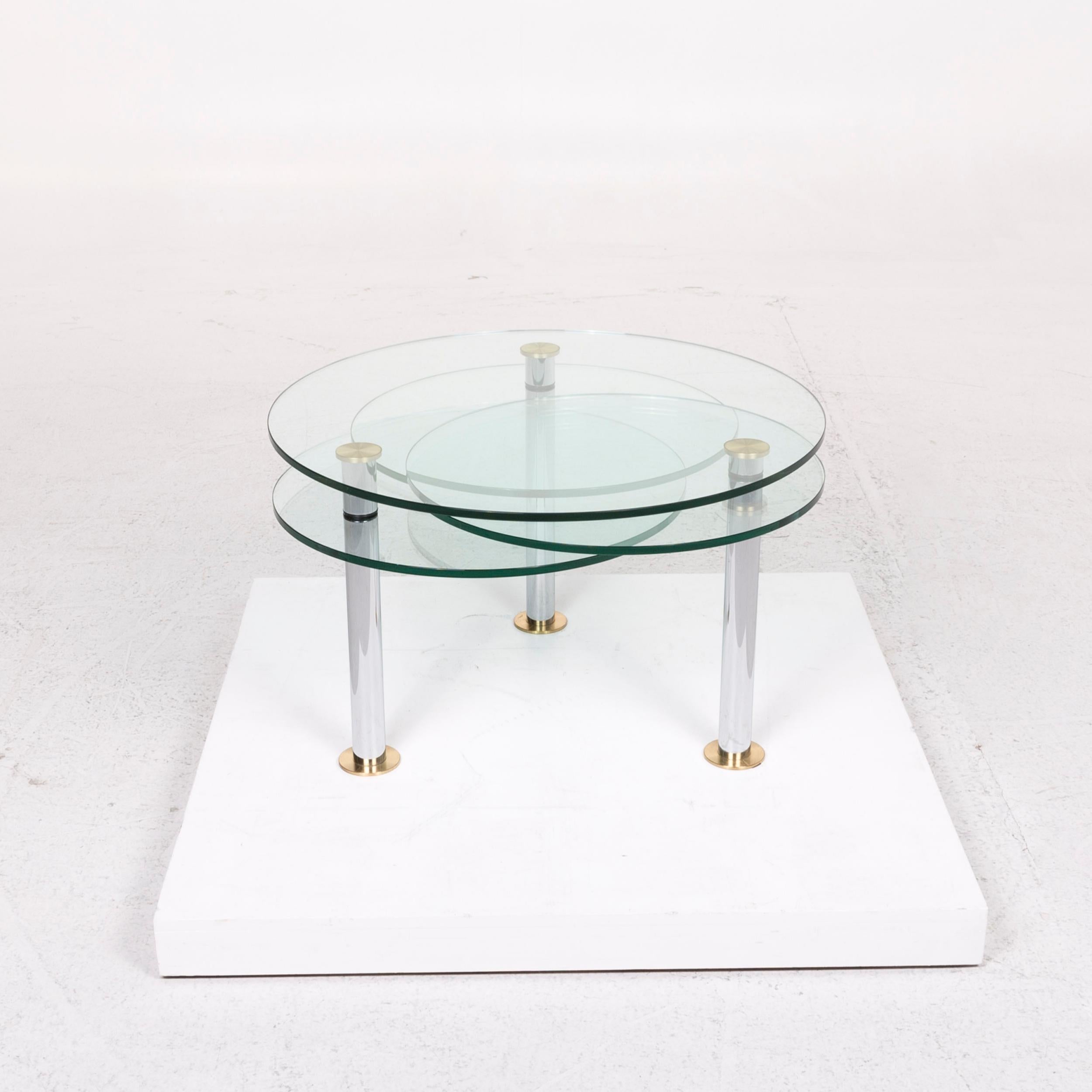 Draenert Glass Coffee Table Round Table Function Flexible In Good Condition For Sale In Cologne, DE