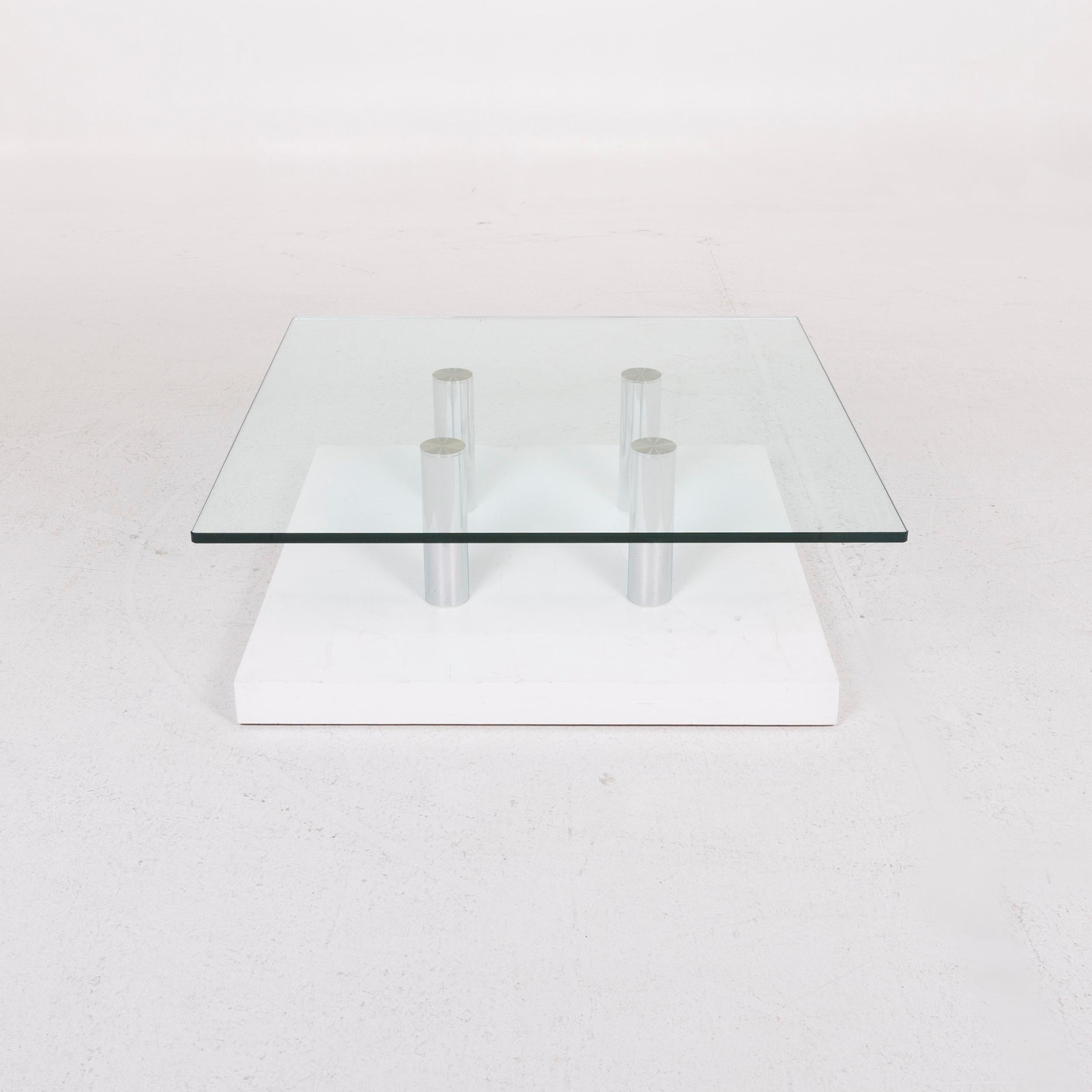 Draenert Glass Coffee Table Silver Table In Good Condition For Sale In Cologne, DE