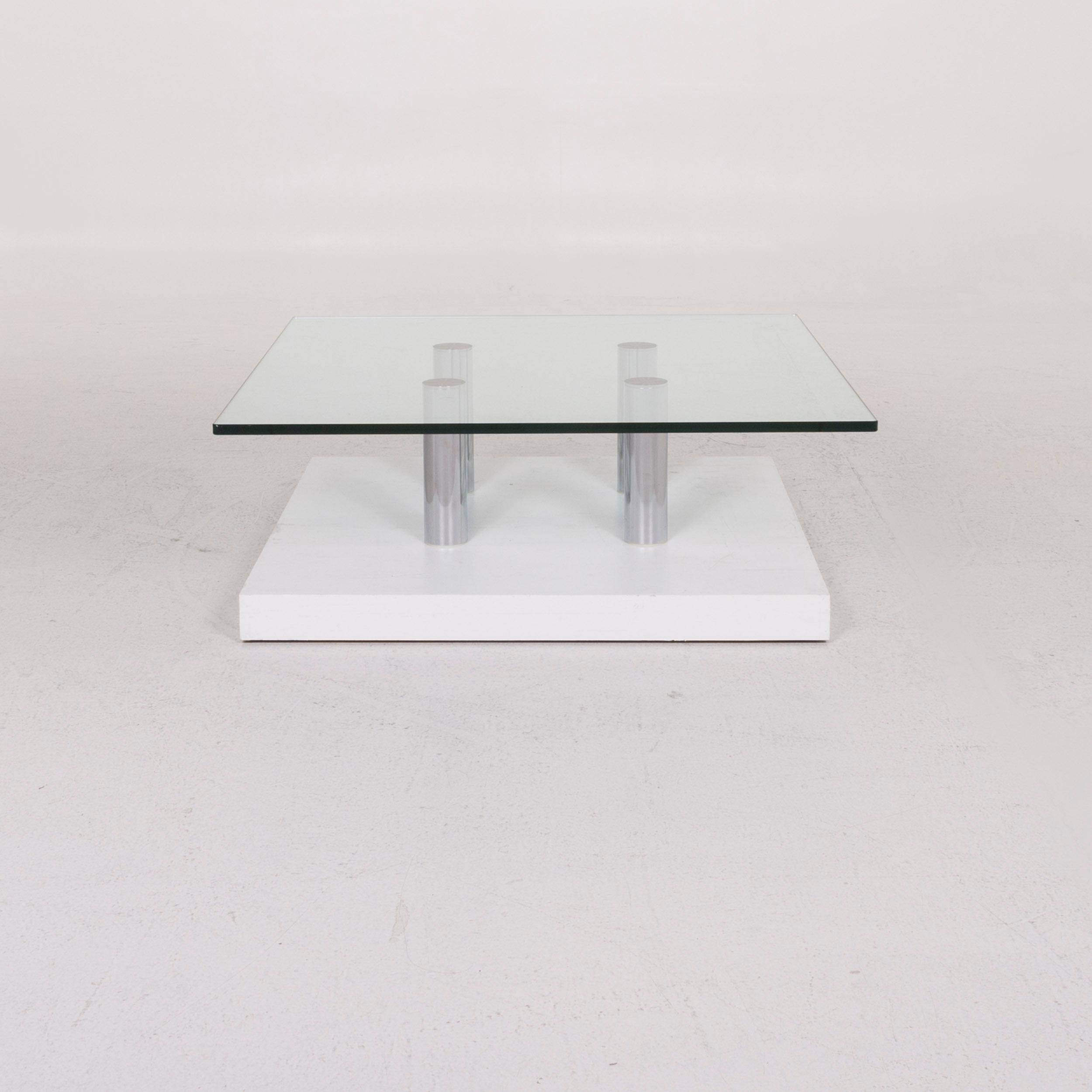 Contemporary Draenert Glass Coffee Table Silver Table For Sale