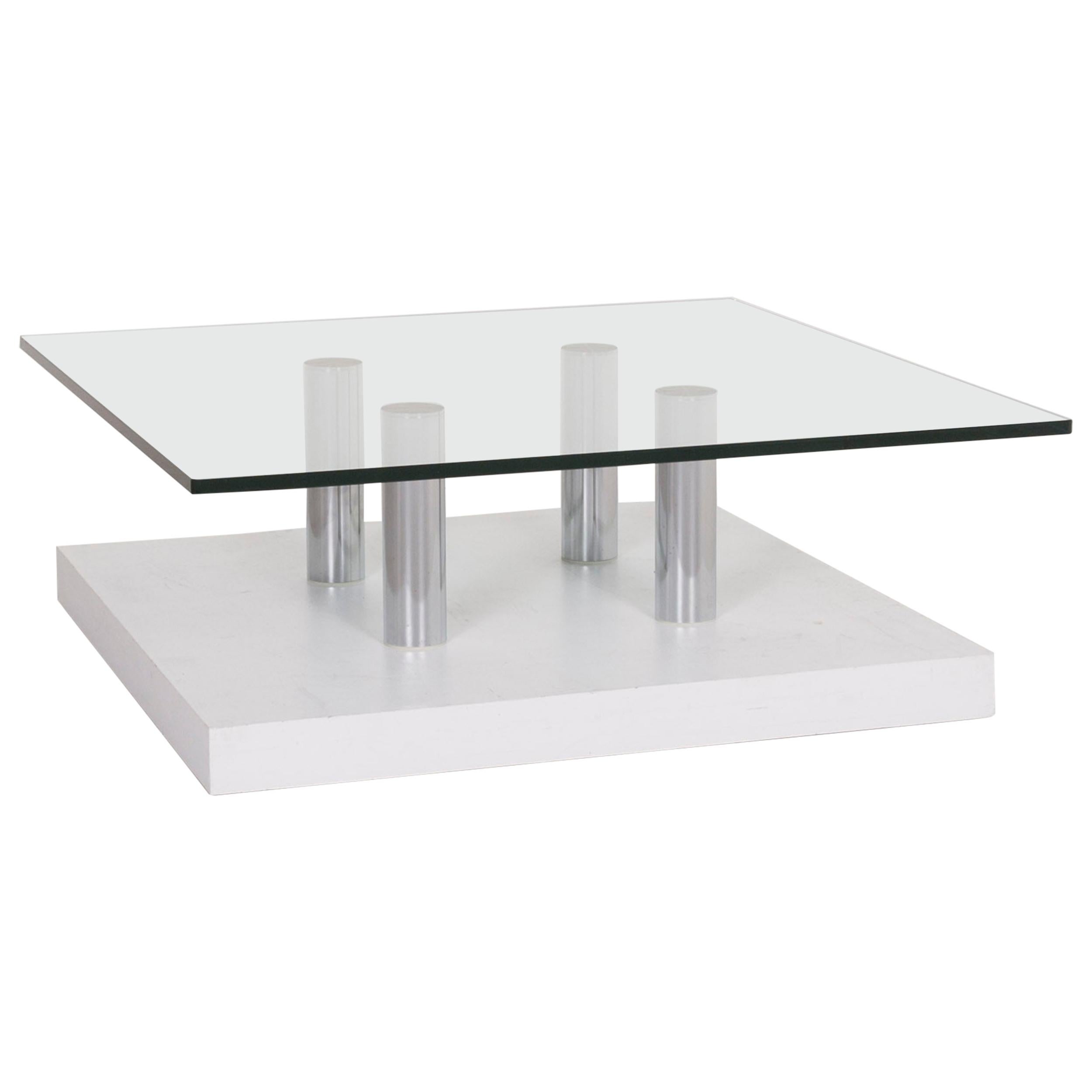 Draenert Glass Coffee Table Silver Table For Sale
