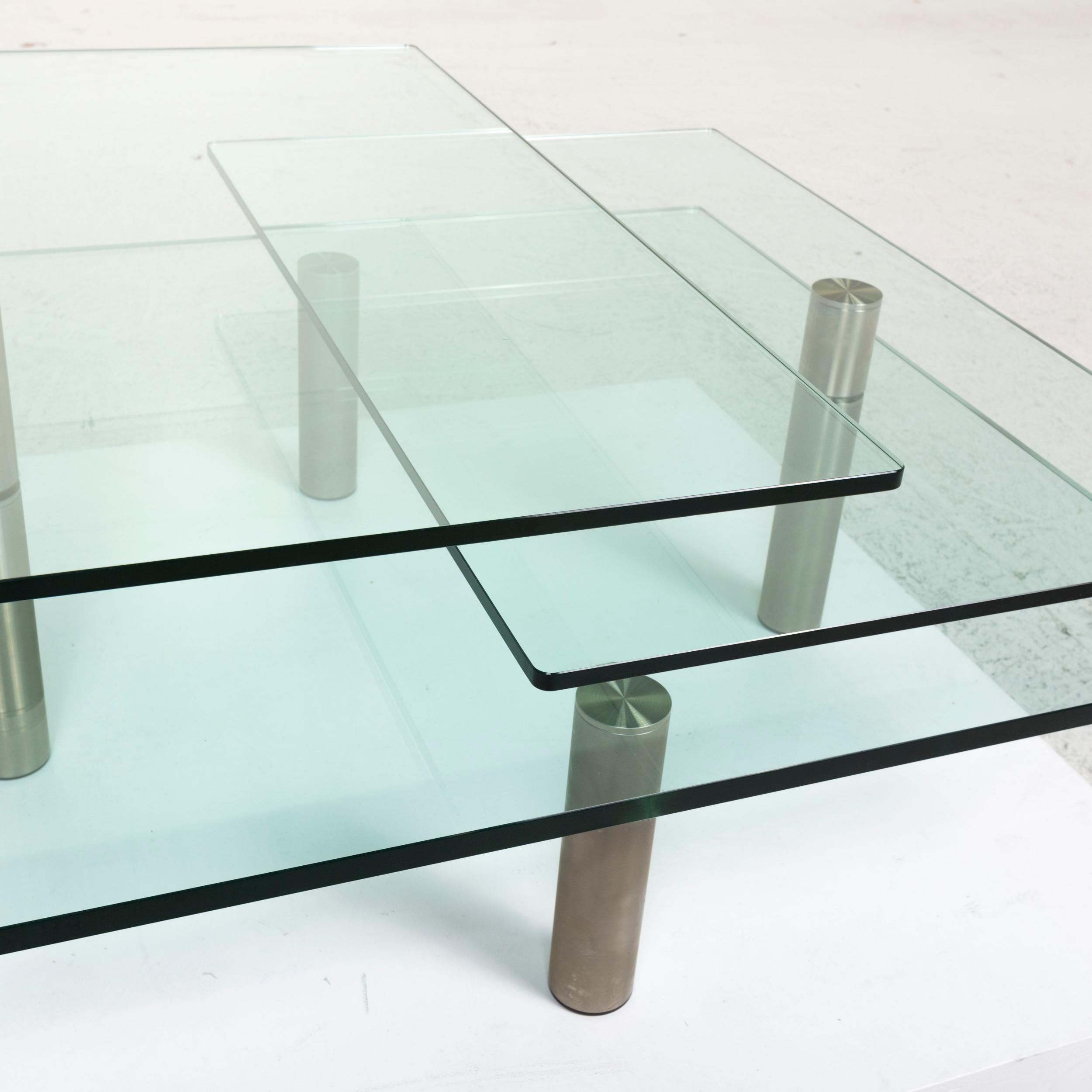 German Draenert Imperial Glass Coffee Table Function Table For Sale