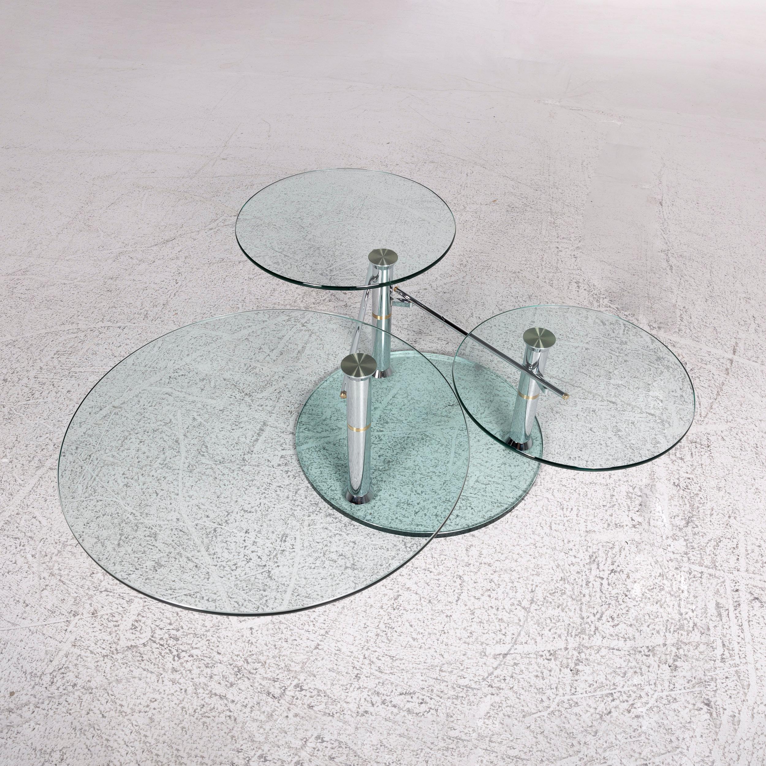 Draenert Intermezzo Glass Coffee Table Silver Rotary Function In Excellent Condition In Cologne, DE
