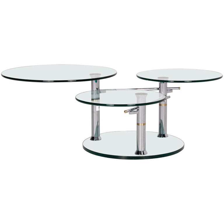 Draenert Intermezzo Glass Coffee Table Silver Rotary Function at