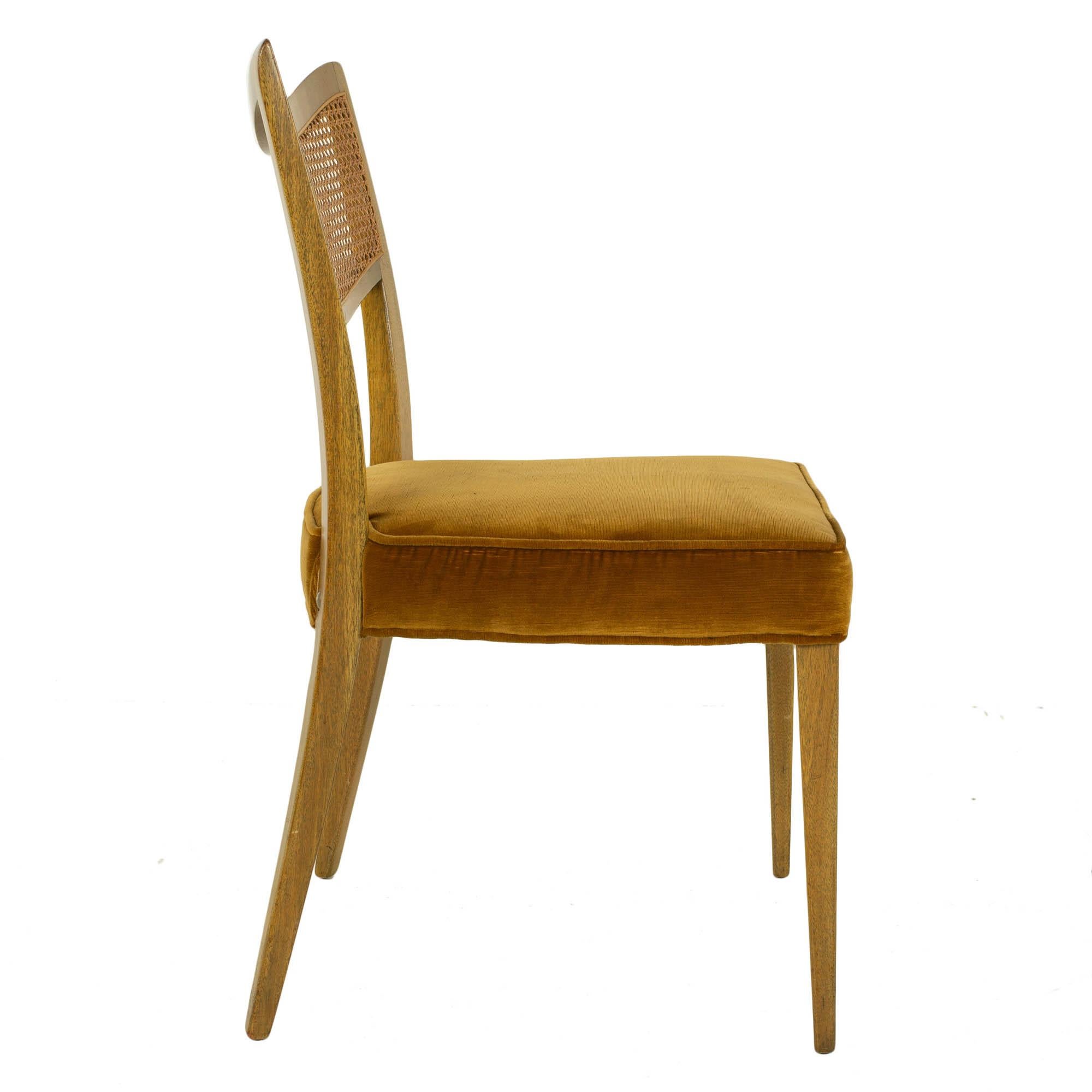 Draft Harvey Probber MCM Bleached Mahogany and Cane Dining Chairs, Set of 6 4