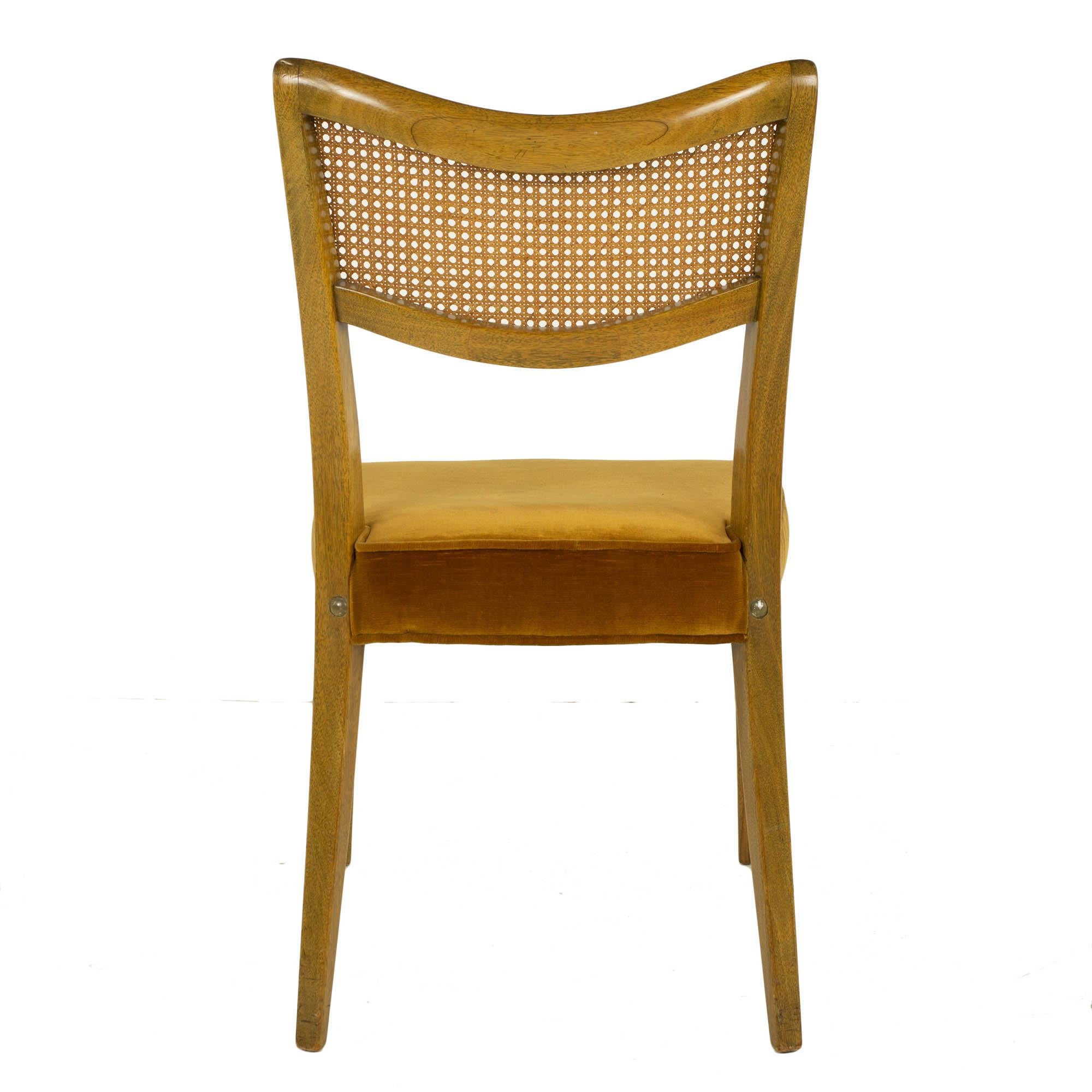 Draft Harvey Probber MCM Bleached Mahogany and Cane Dining Chairs, Set of 6 5