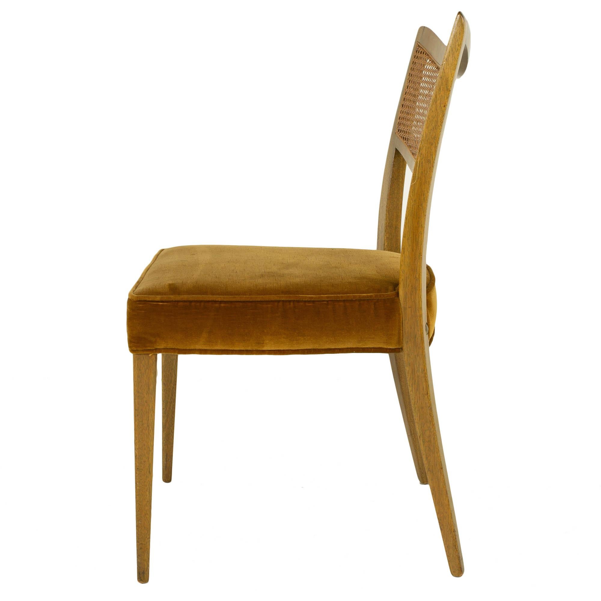 Draft Harvey Probber MCM Bleached Mahogany and Cane Dining Chairs, Set of 6 6