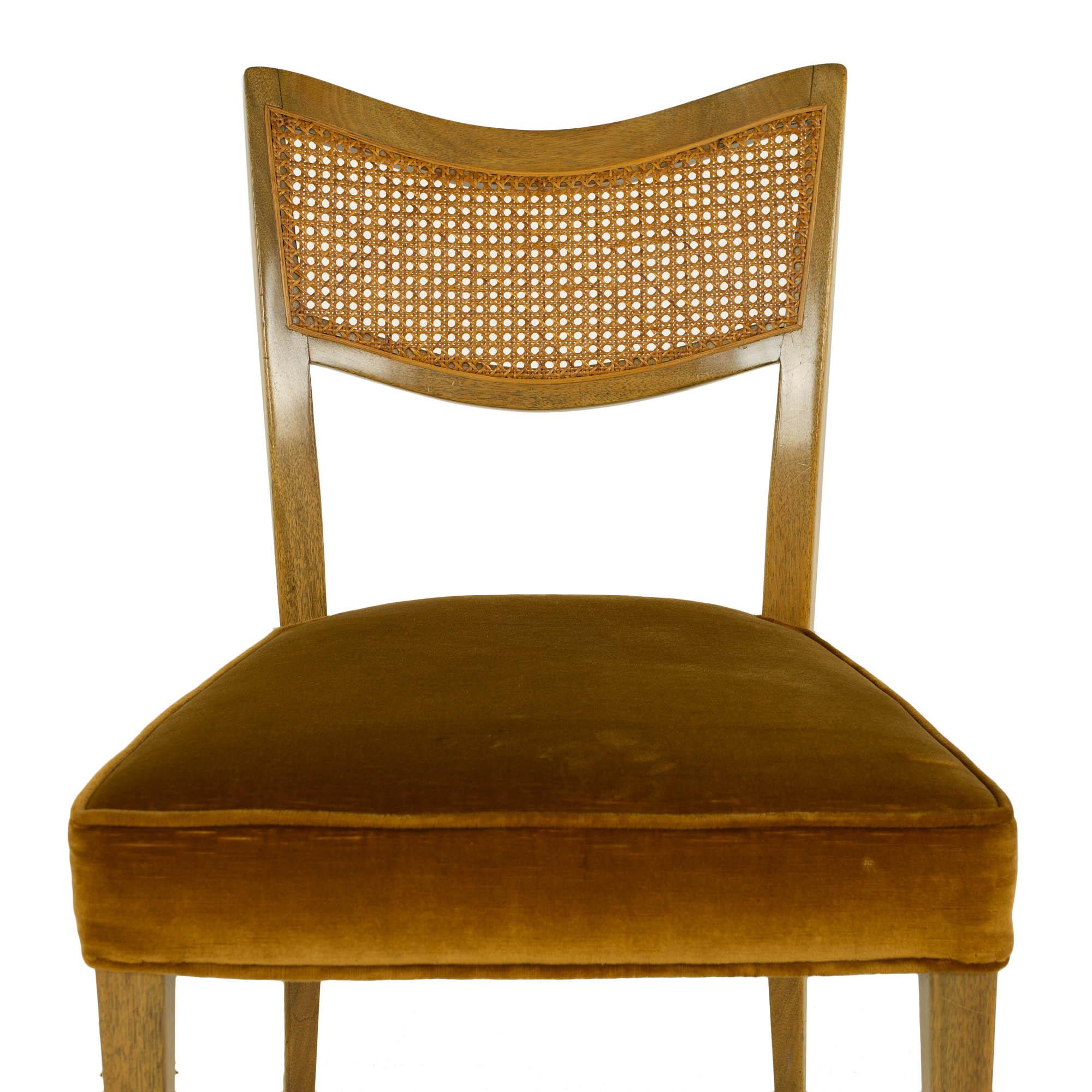 Draft Harvey Probber MCM Bleached Mahogany and Cane Dining Chairs, Set of 6 7