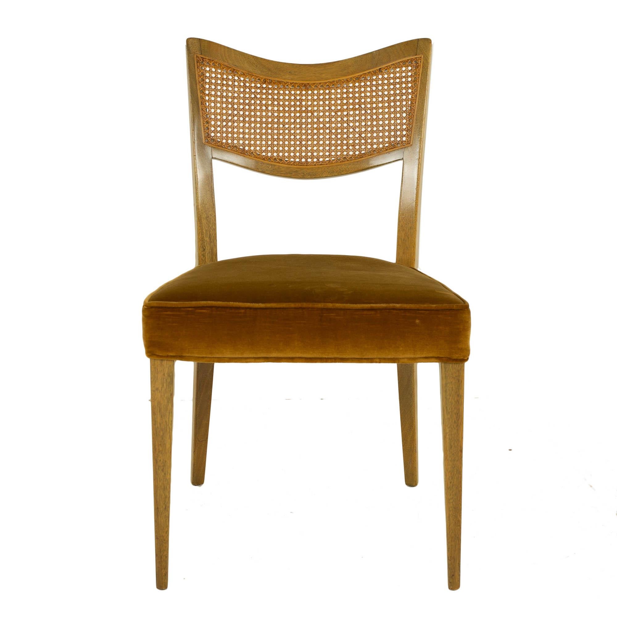 Draft Harvey Probber MCM Bleached Mahogany and Cane Dining Chairs, Set of 6 2