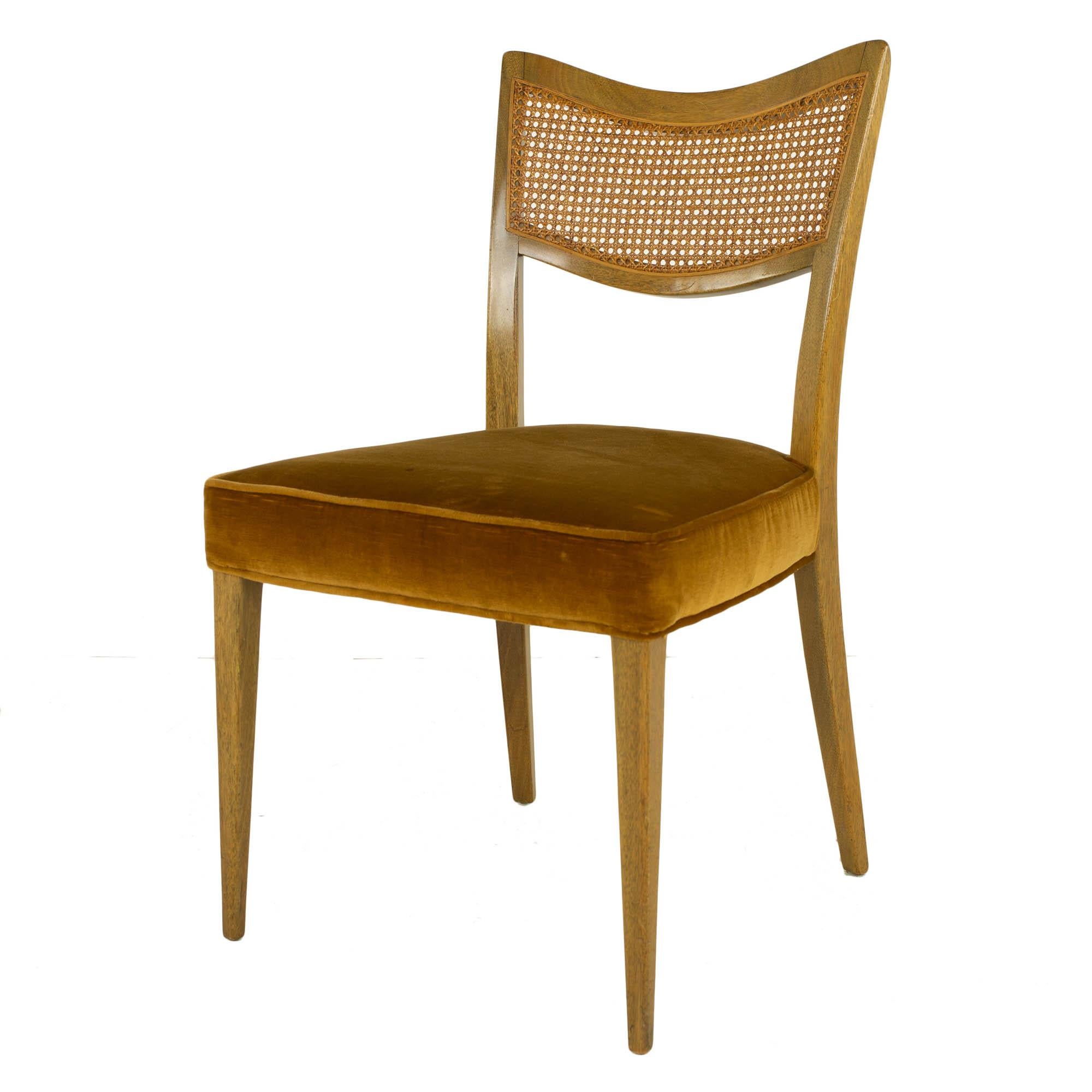 Draft Harvey Probber MCM Bleached Mahogany and Cane Dining Chairs, Set of 6 3