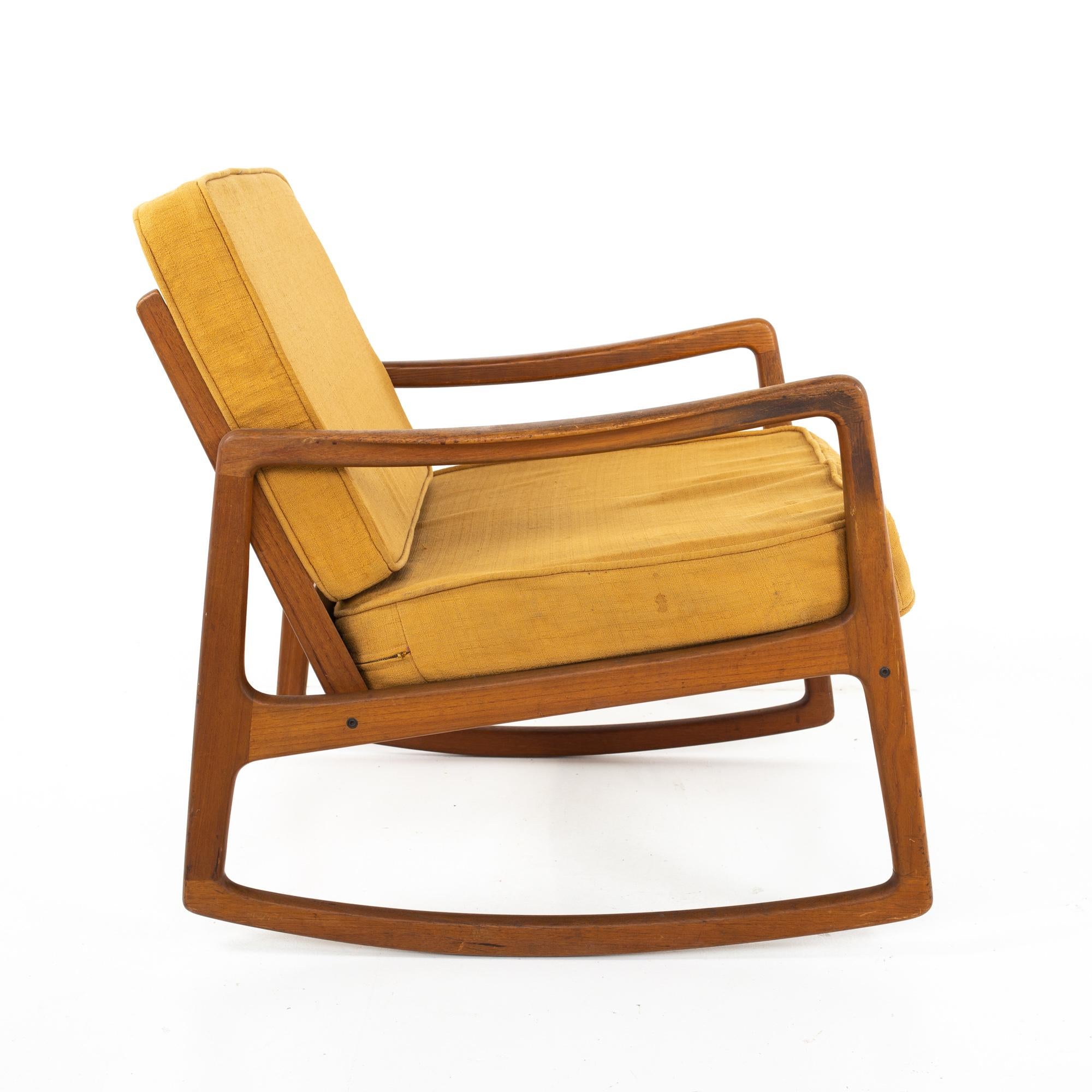 Mid-Century Modern Ole Wanscher for France and Son Mid Century Teak Rocking Chair