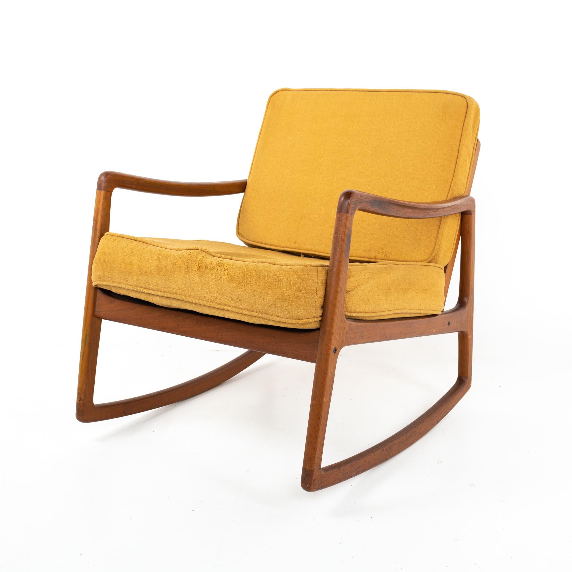 Mid-20th Century Ole Wanscher for France and Son Mid Century Teak Rocking Chair