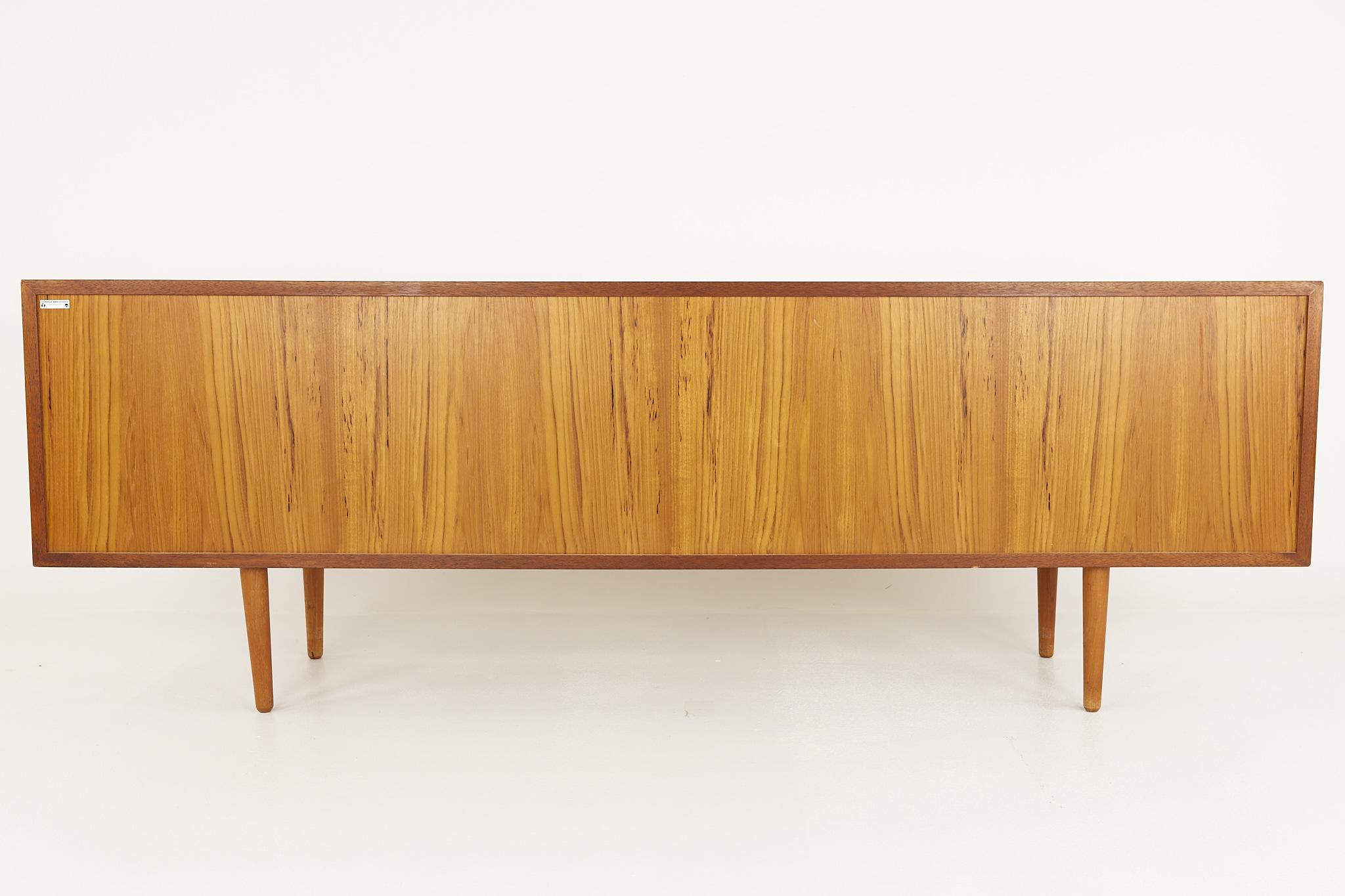 Svend Aage Larsen MCM Teak Tambour Door Long Sideboard Buffet Credenza 4