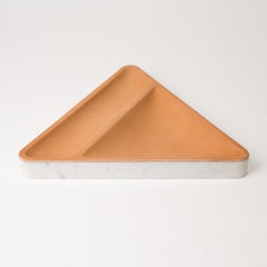 Draft Tray, Slant, Marble and Leather Table Top Valet Tray