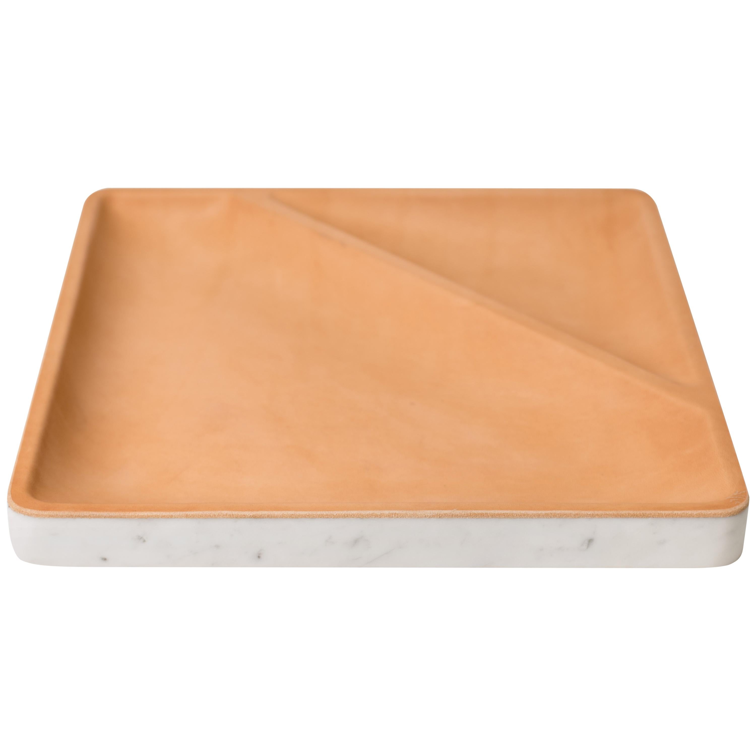 Draft Tray, Slant, Marble and Leather Table Top Valet Tray For Sale